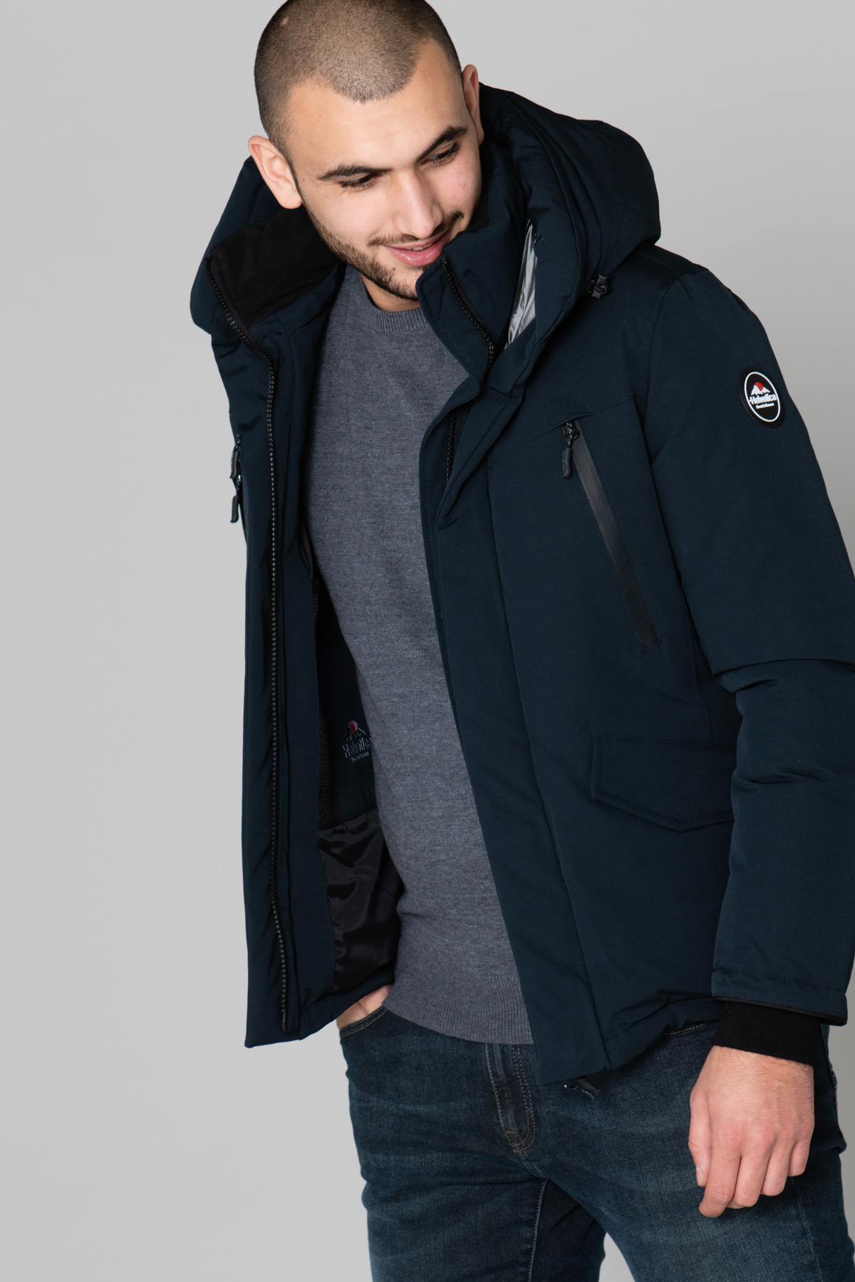 Men's warm navy blue down jacket - Image n°1