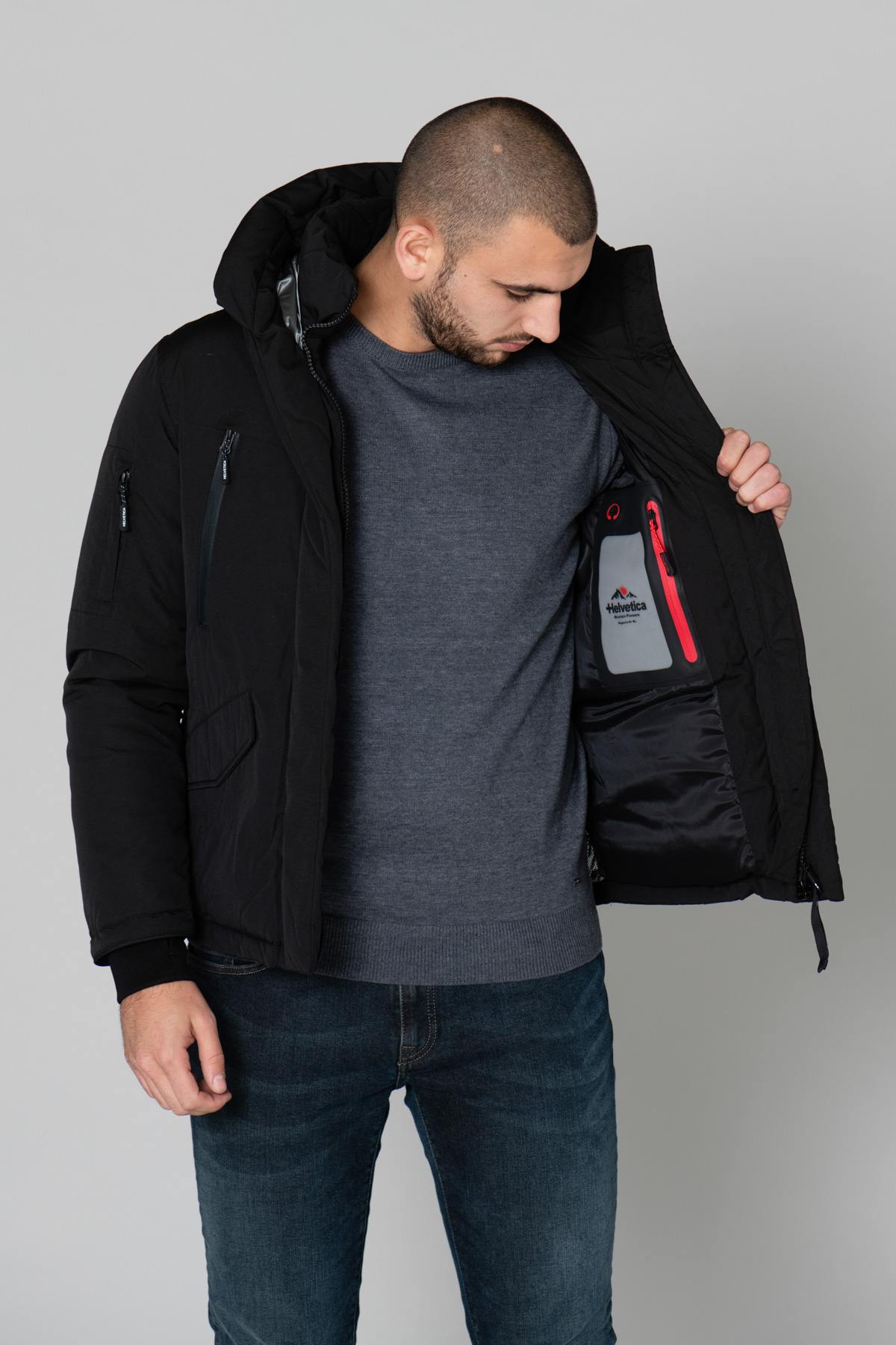 Black technical winter down jacket - Image n°5