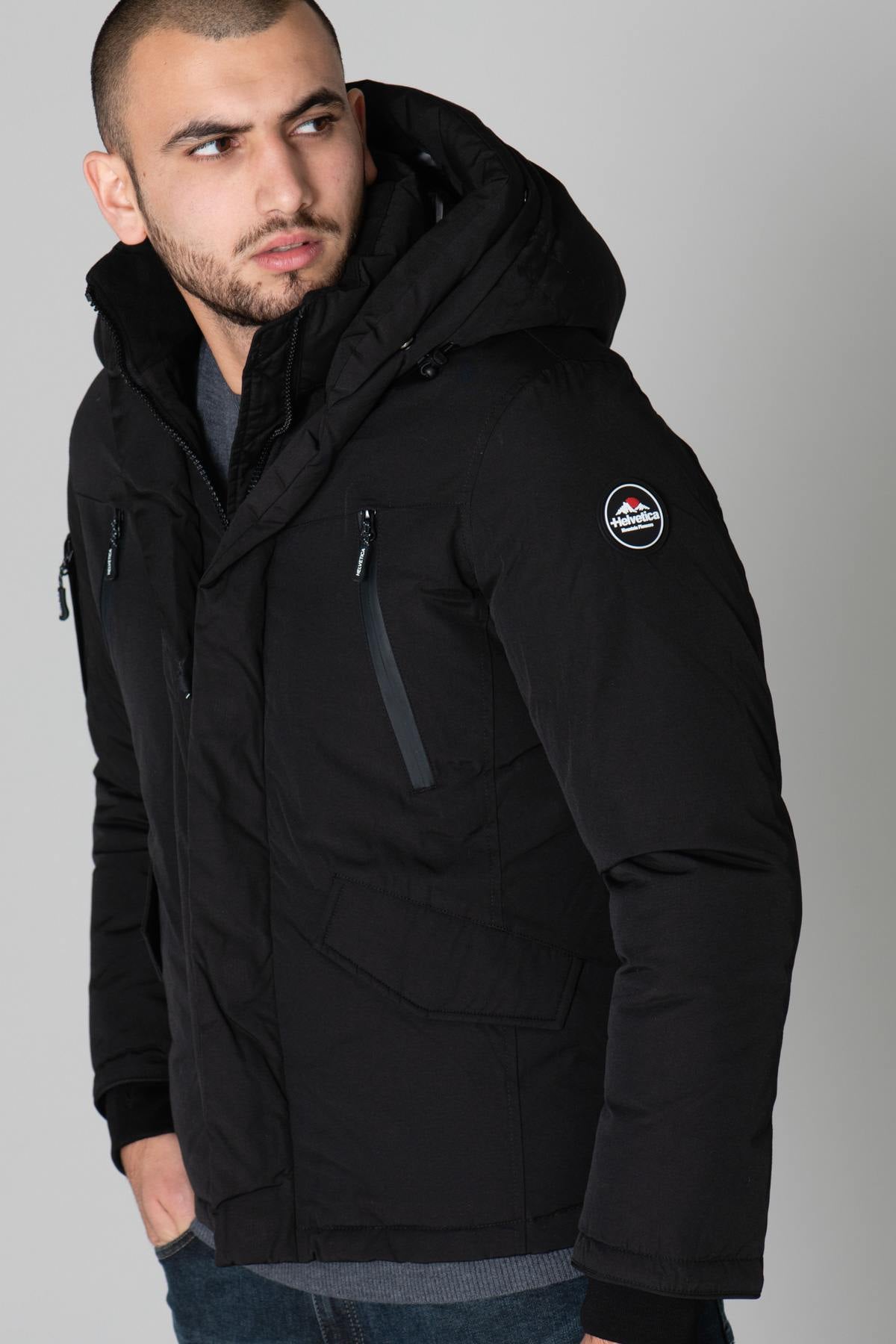 Black technical winter down jacket - Image n°1