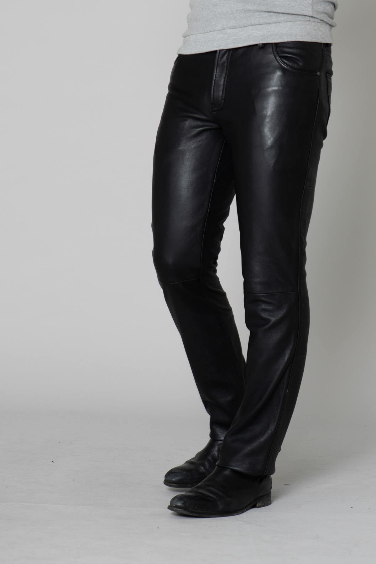  Black lambskin pants - Image n°1