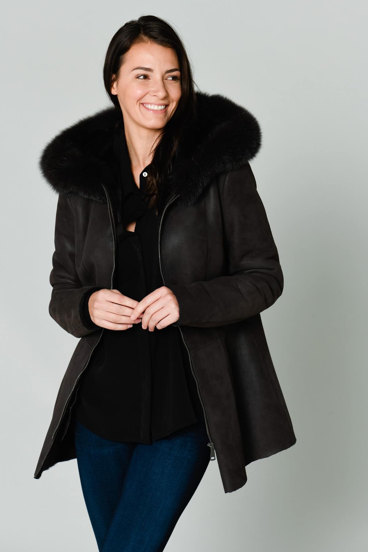 Brown shearling coat - Image n°1