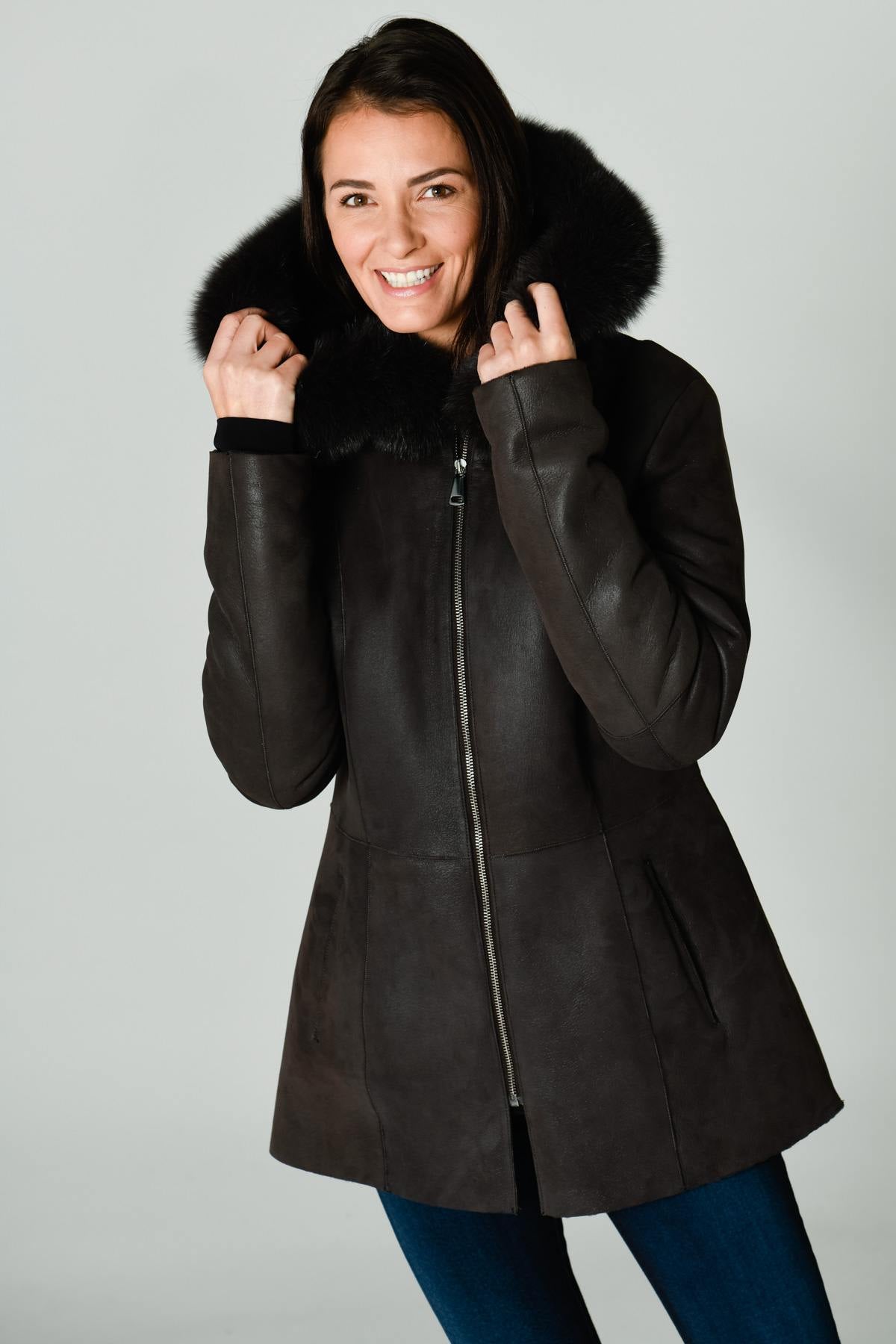 Brown shearling coat - Image n°3