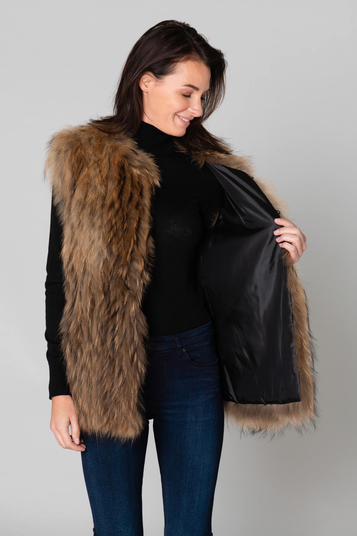 Natural colored fur vest - Image n°4