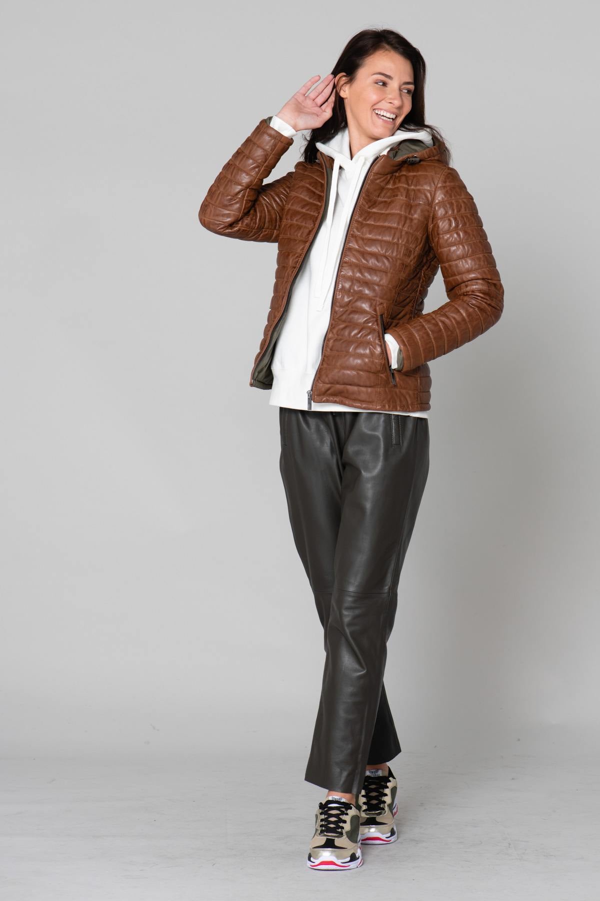 Cognac fine sportswear down jacket - Image n°2