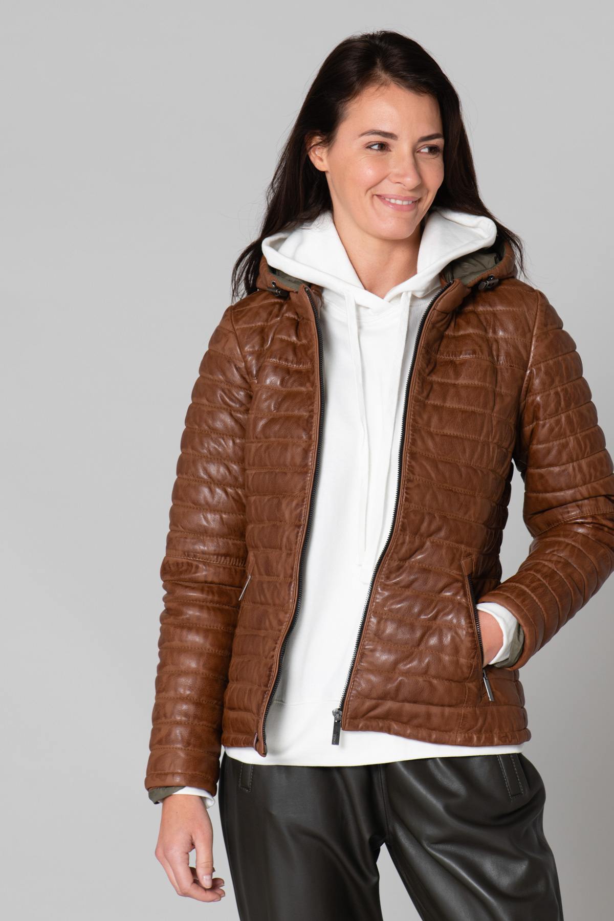 Cognac fine sportswear down jacket - Image n°3