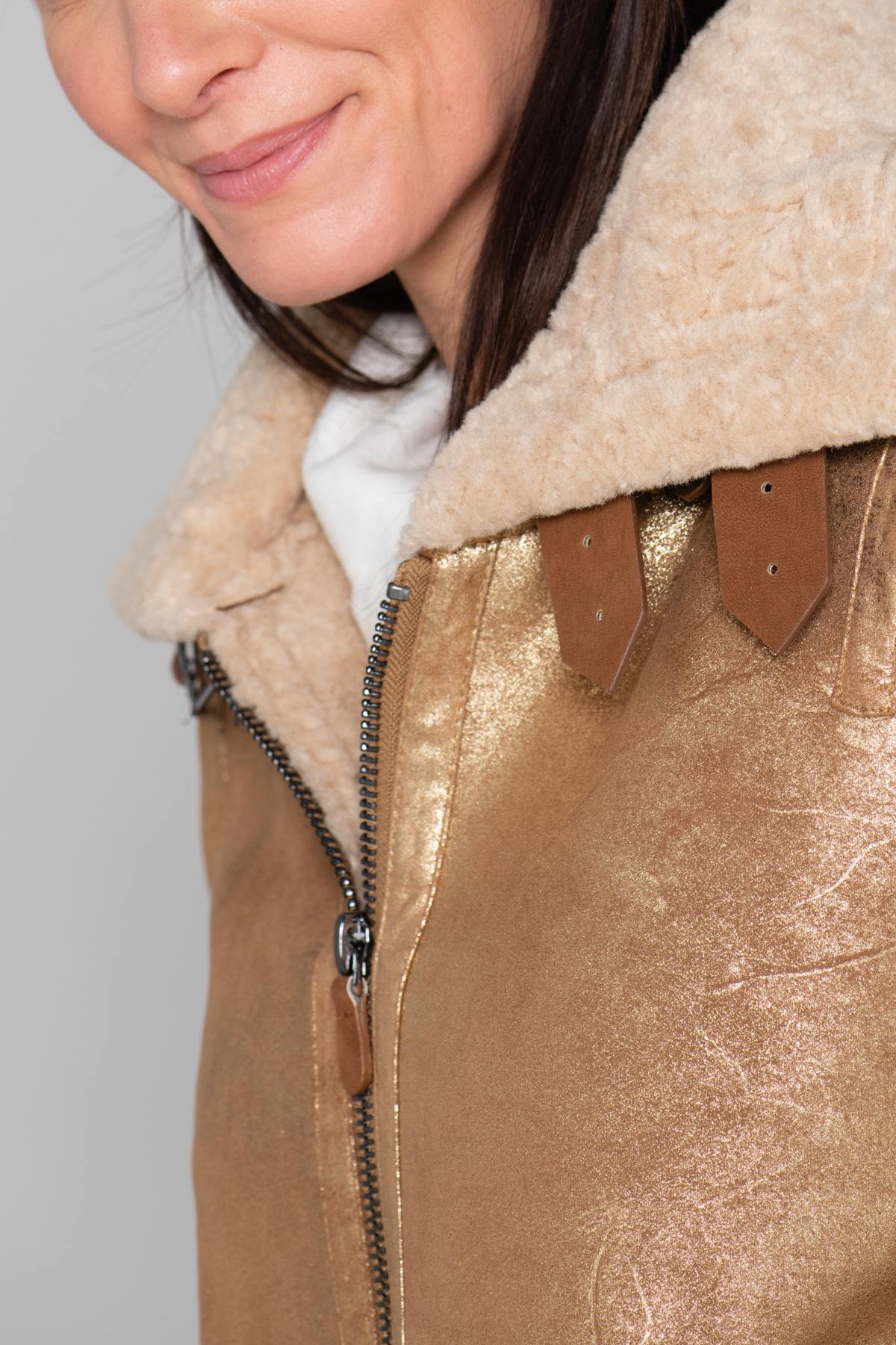 Gold faux leather bomber - Image n°7