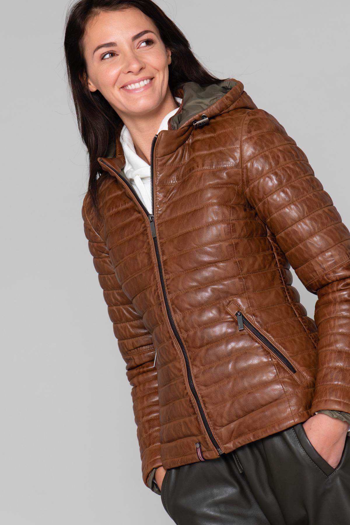 Cognac fine sportswear down jacket - Image n°1