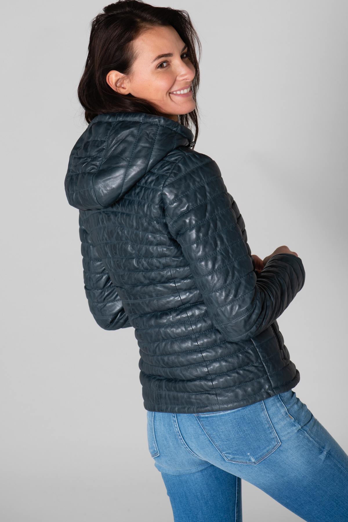 Dark blue sportswear down jacket - Image n°4