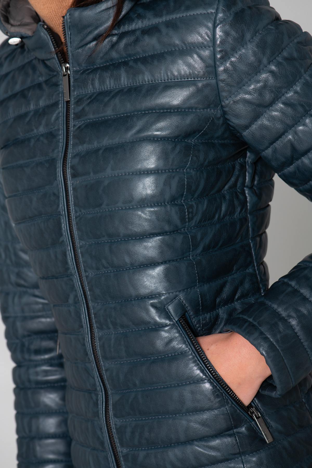 Dark blue sportswear down jacket - Image n°7