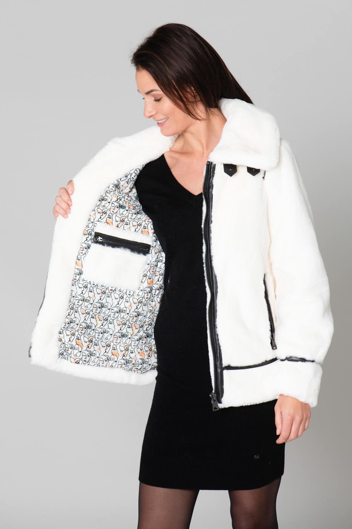 Ivory white polyester bomber jacket - Image n°7