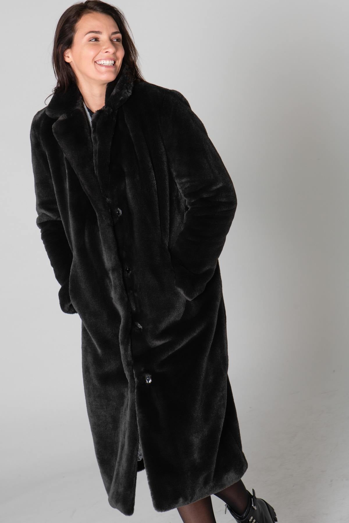 Long faux fur coat - Image n°5