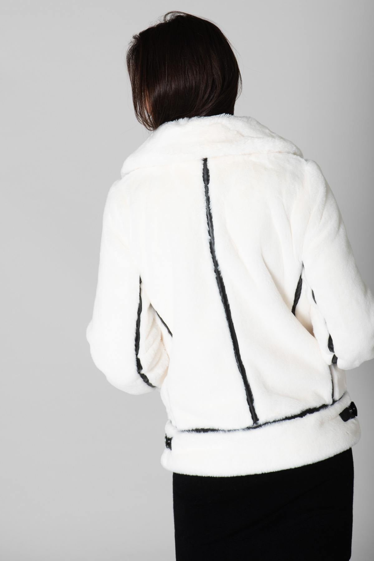 Ivory white polyester bomber jacket - Image n°8