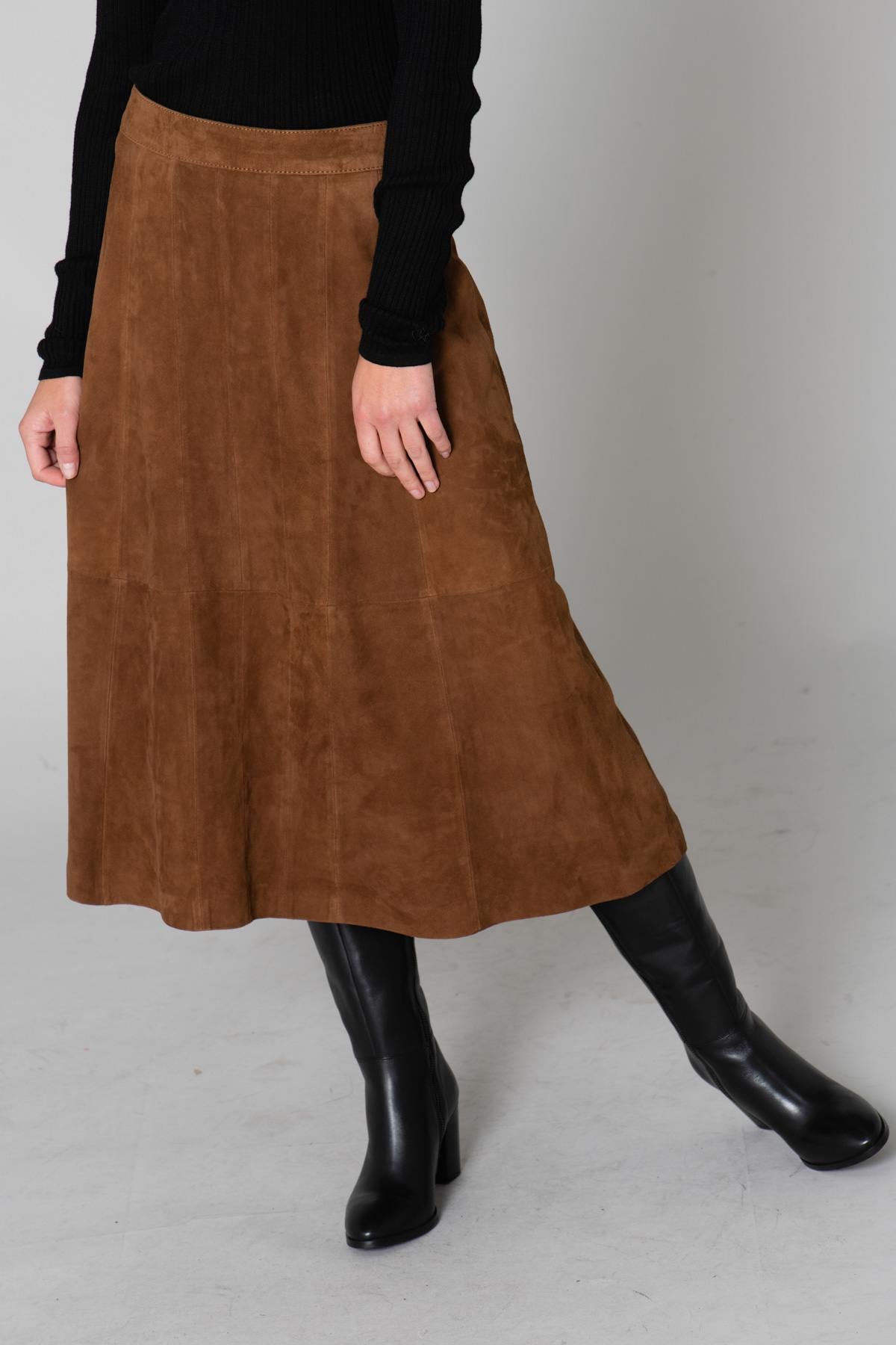 Suede goatskin midi skirt - Image n°6