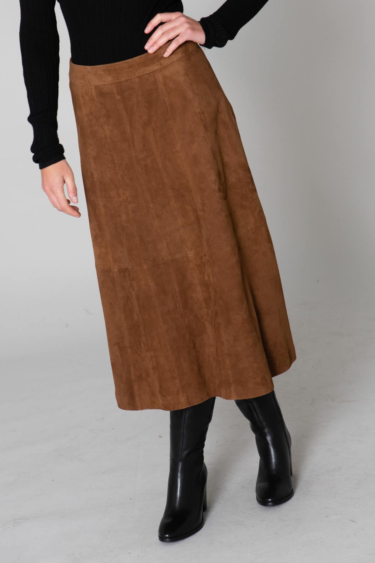 Suede goatskin midi skirt - Image n°7