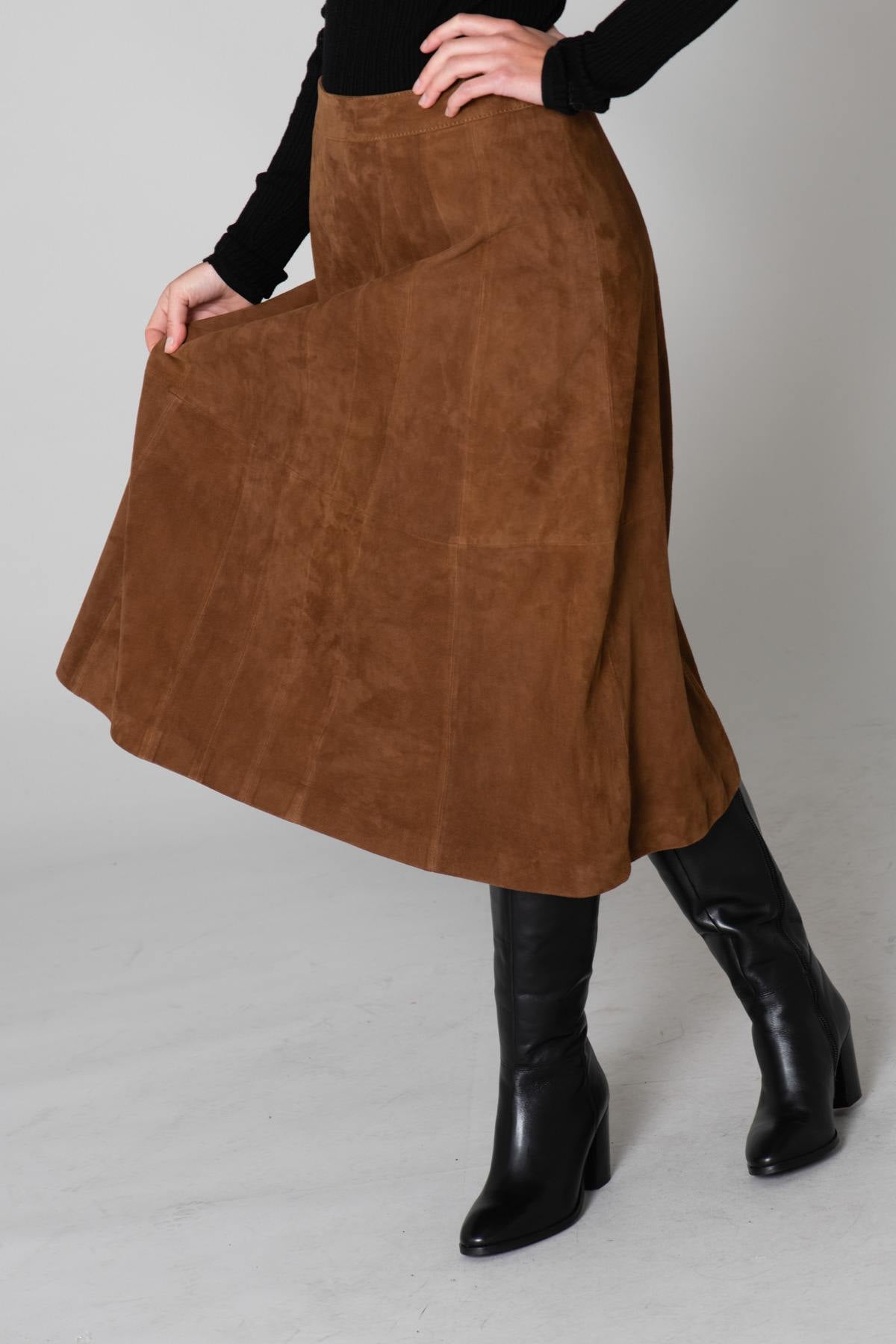 Suede goatskin midi skirt - Image n°2