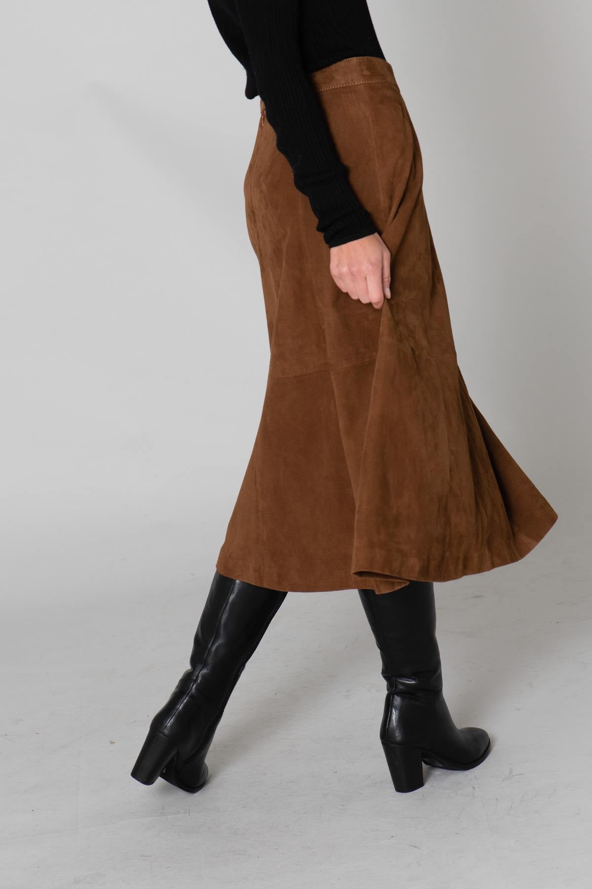 Suede goatskin midi skirt - Image n°3