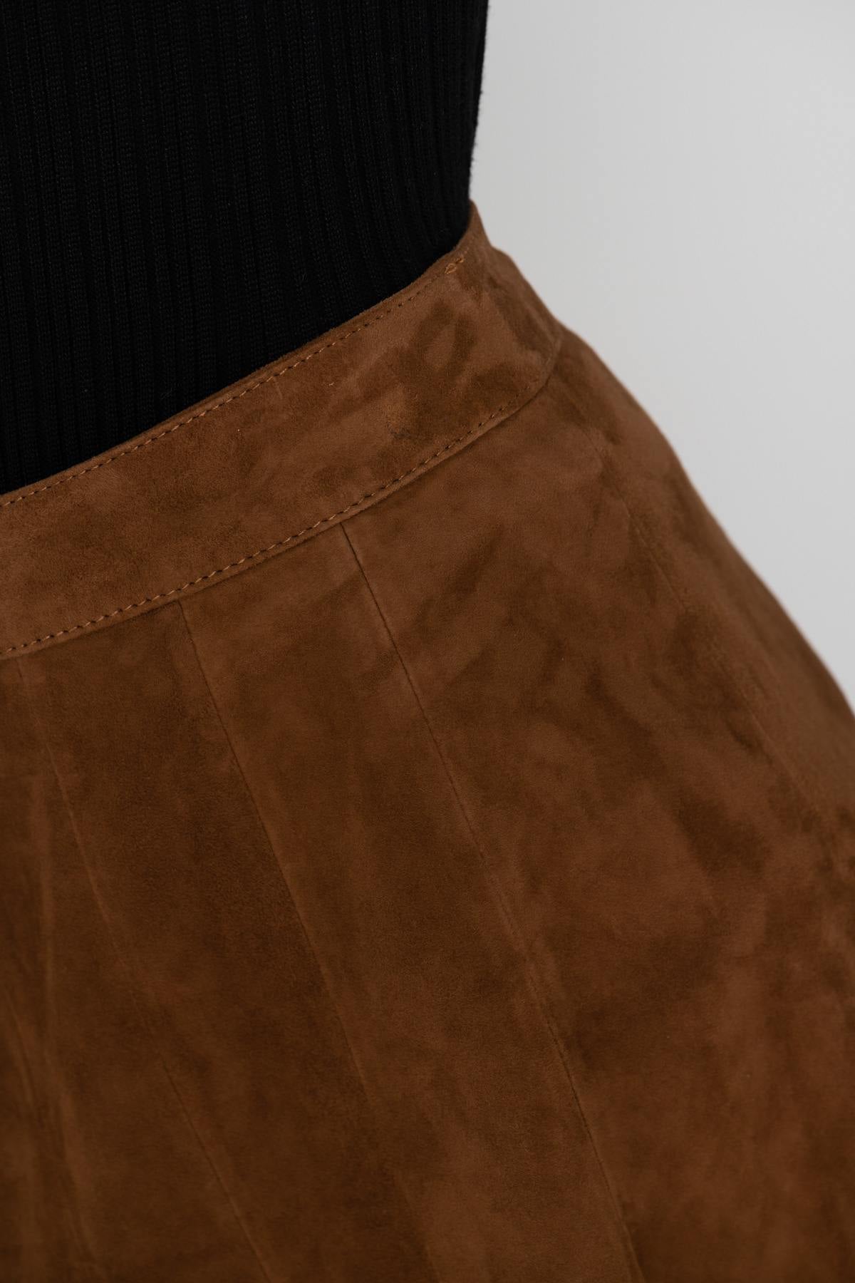 Suede goatskin midi skirt - Image n°4