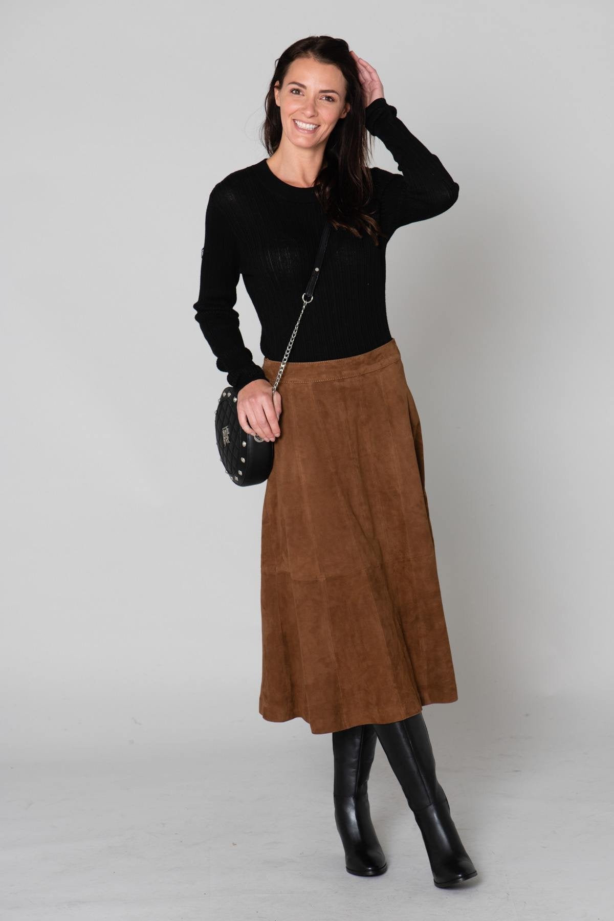 Suede goatskin midi skirt - Image n°1