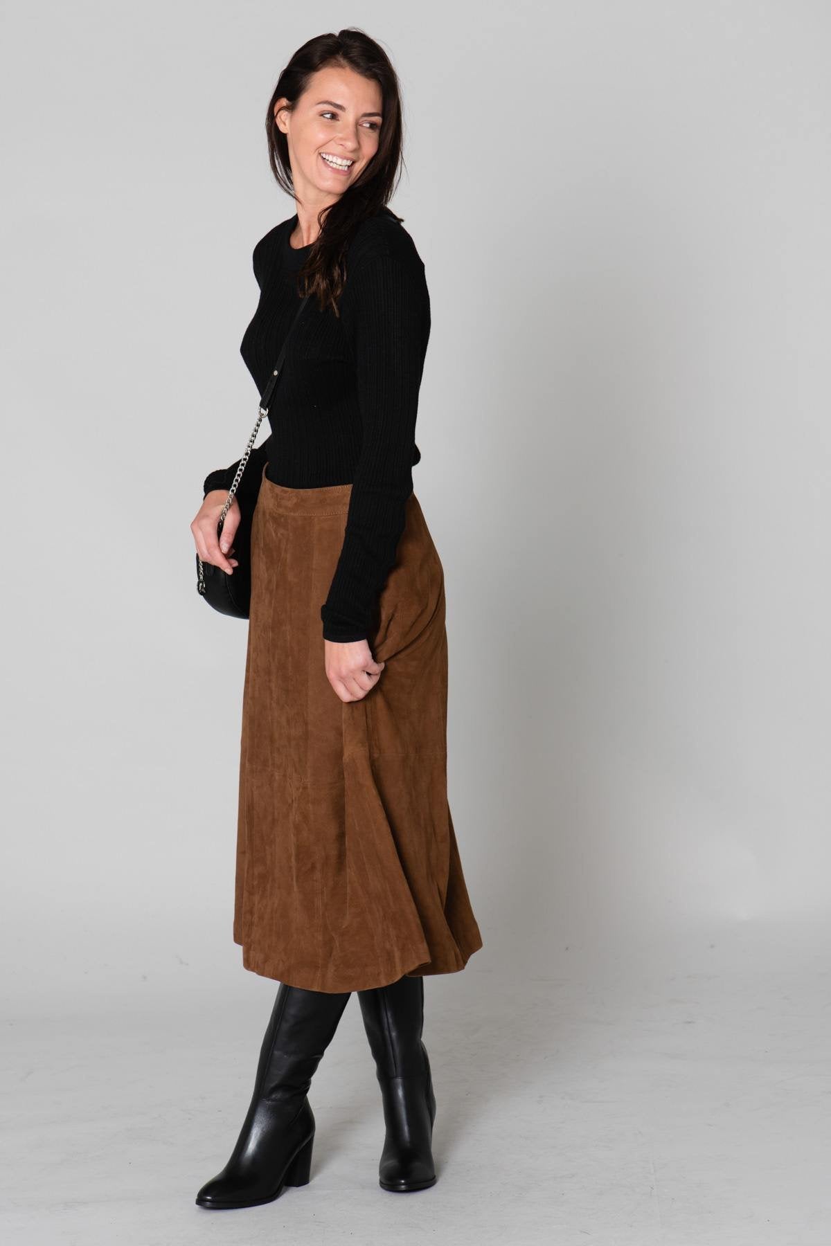 Suede goatskin midi skirt - Image n°5