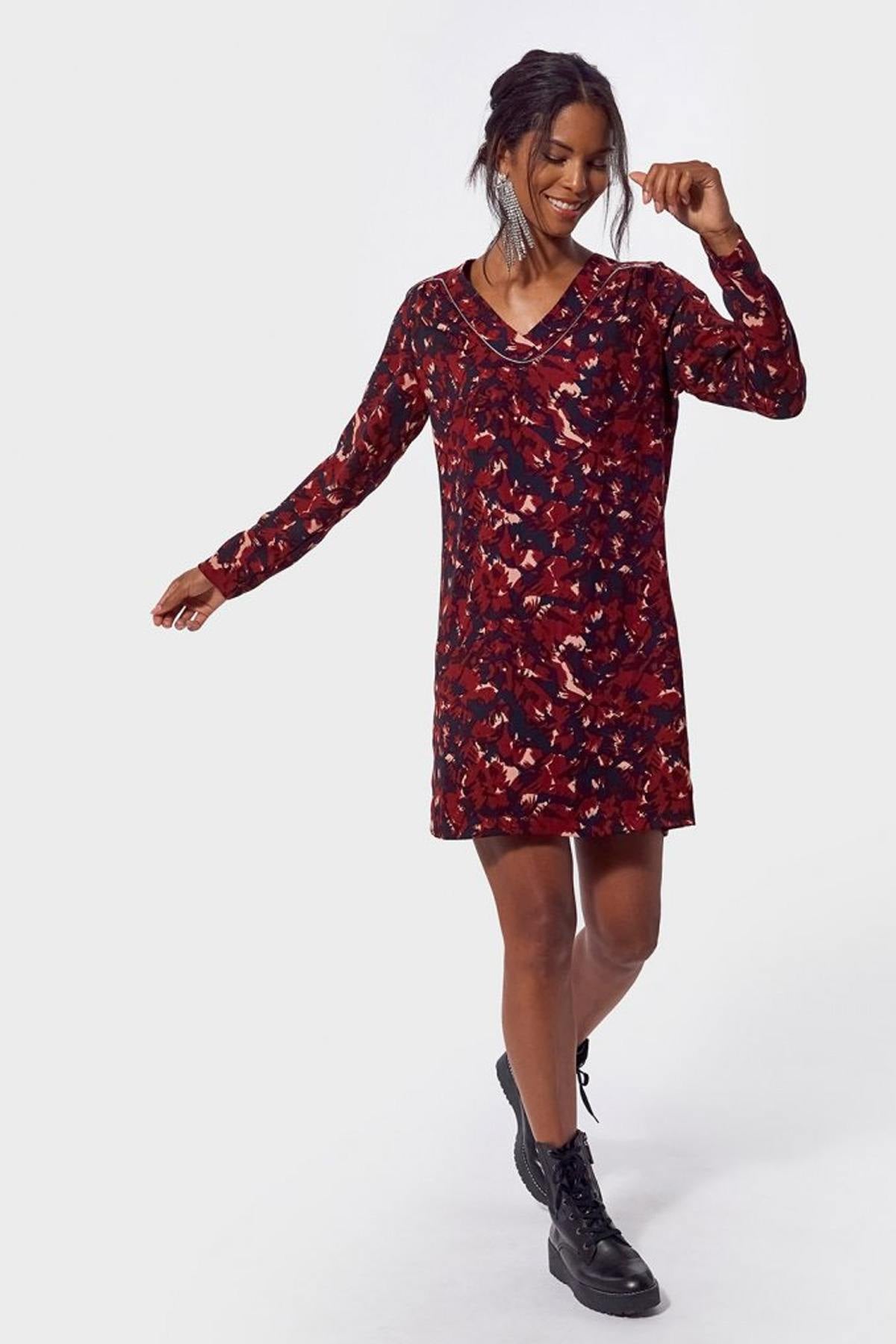 V-neck printed dress - Image n°1