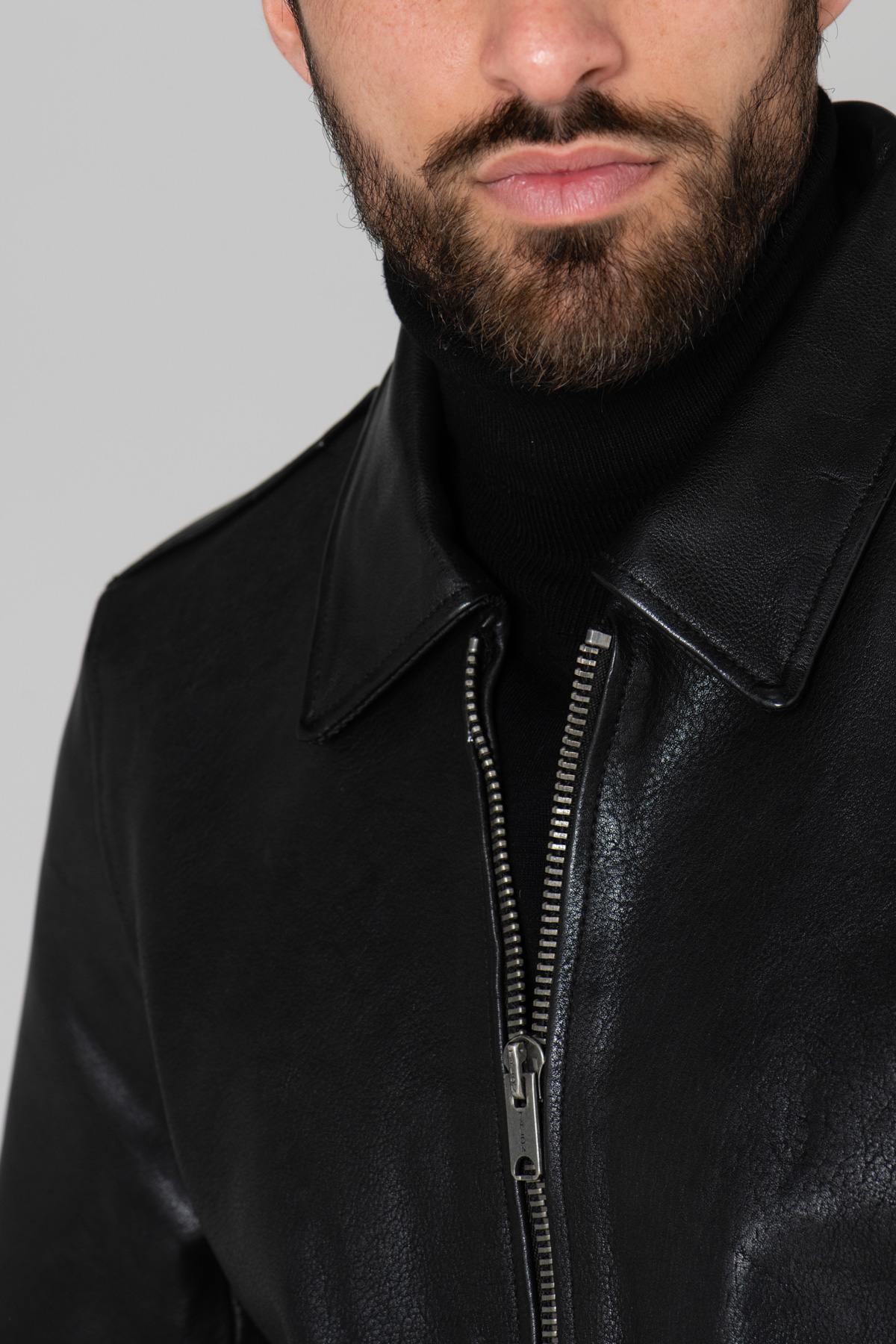 Military style jacket in black leather - Image n°7