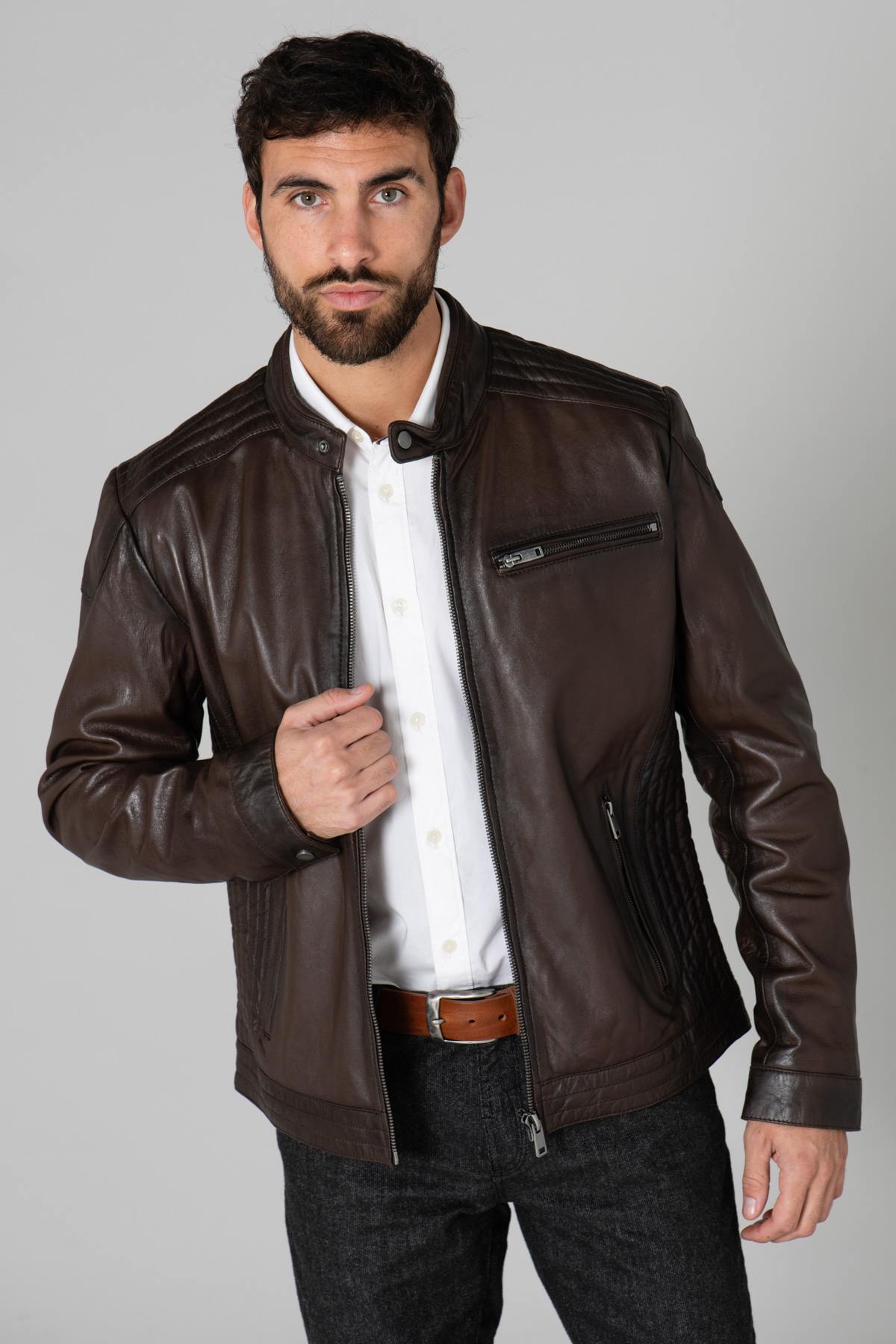 Dark brown men's leather - Image n°3