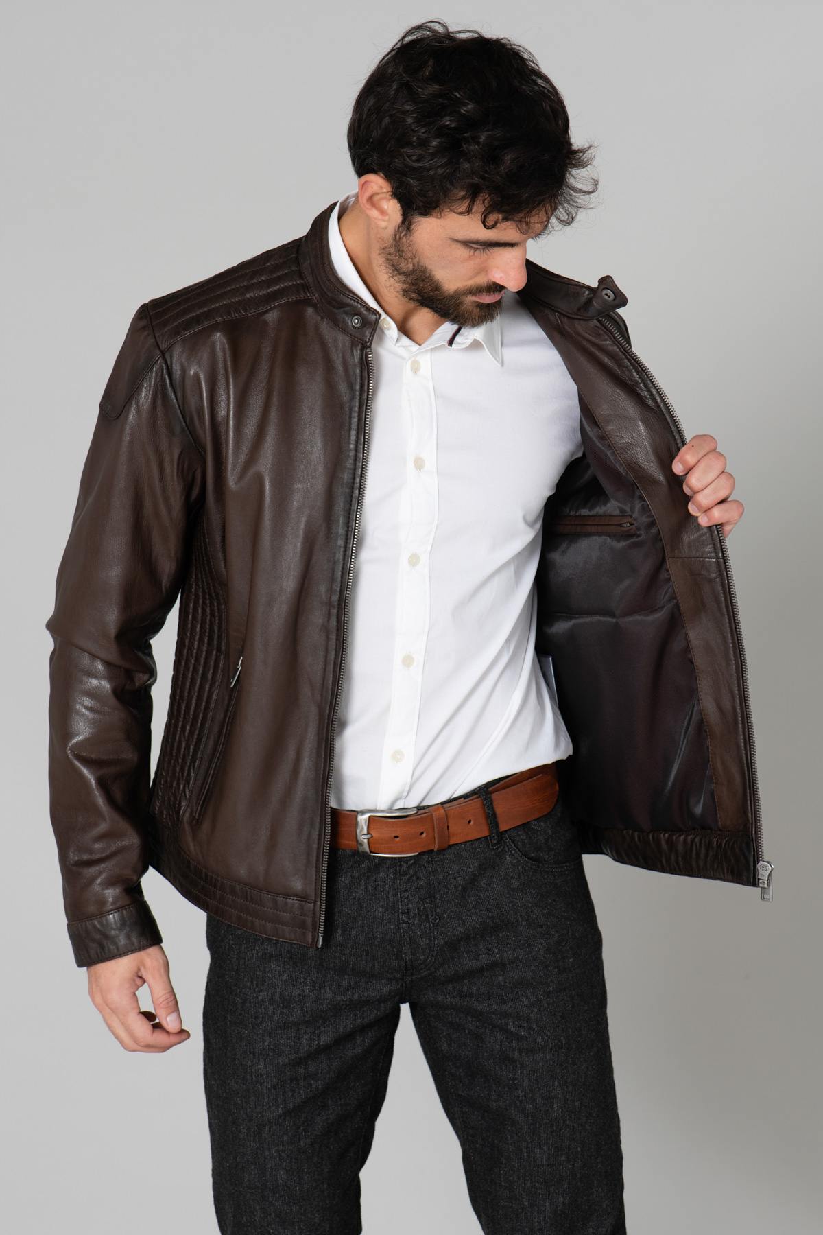 Dark brown men's leather - Image n°4