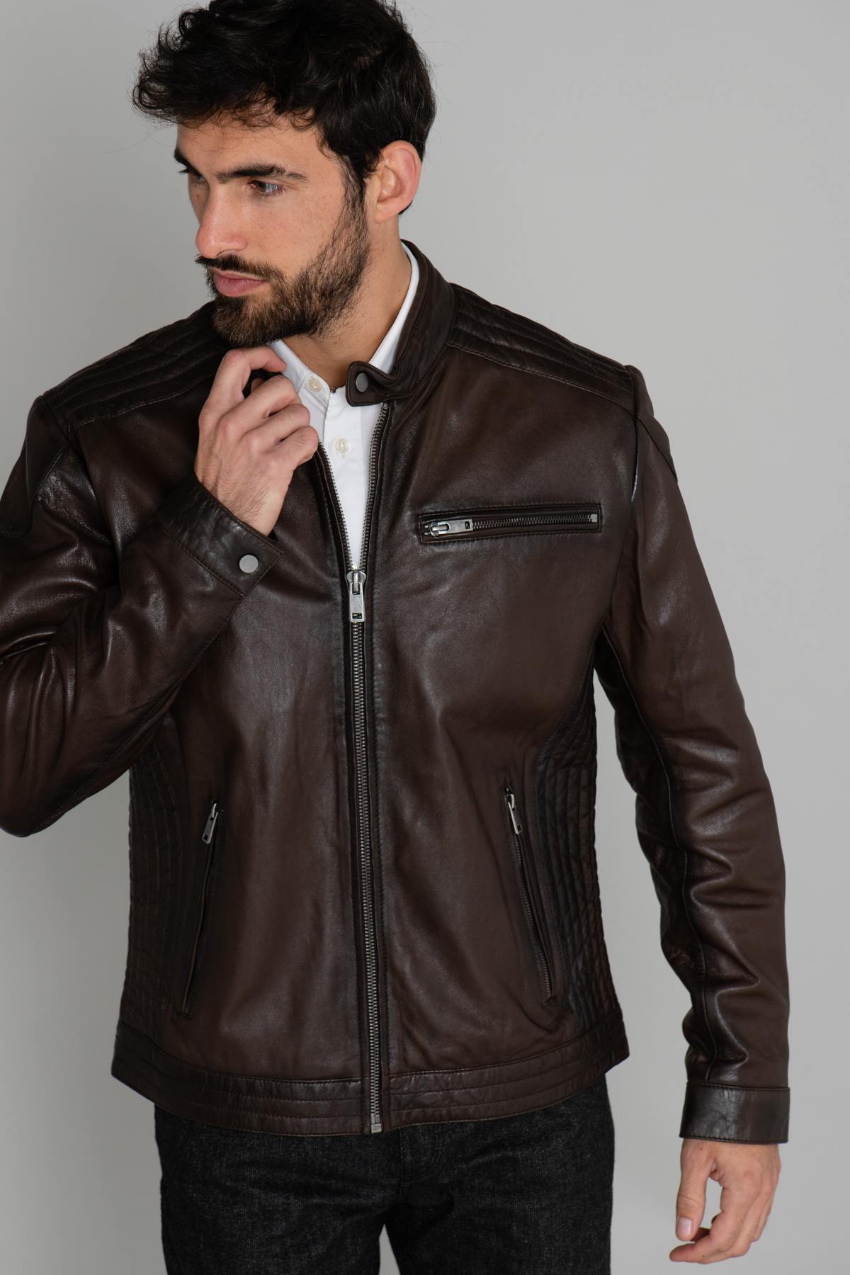 Dark brown men's leather - Image n°1