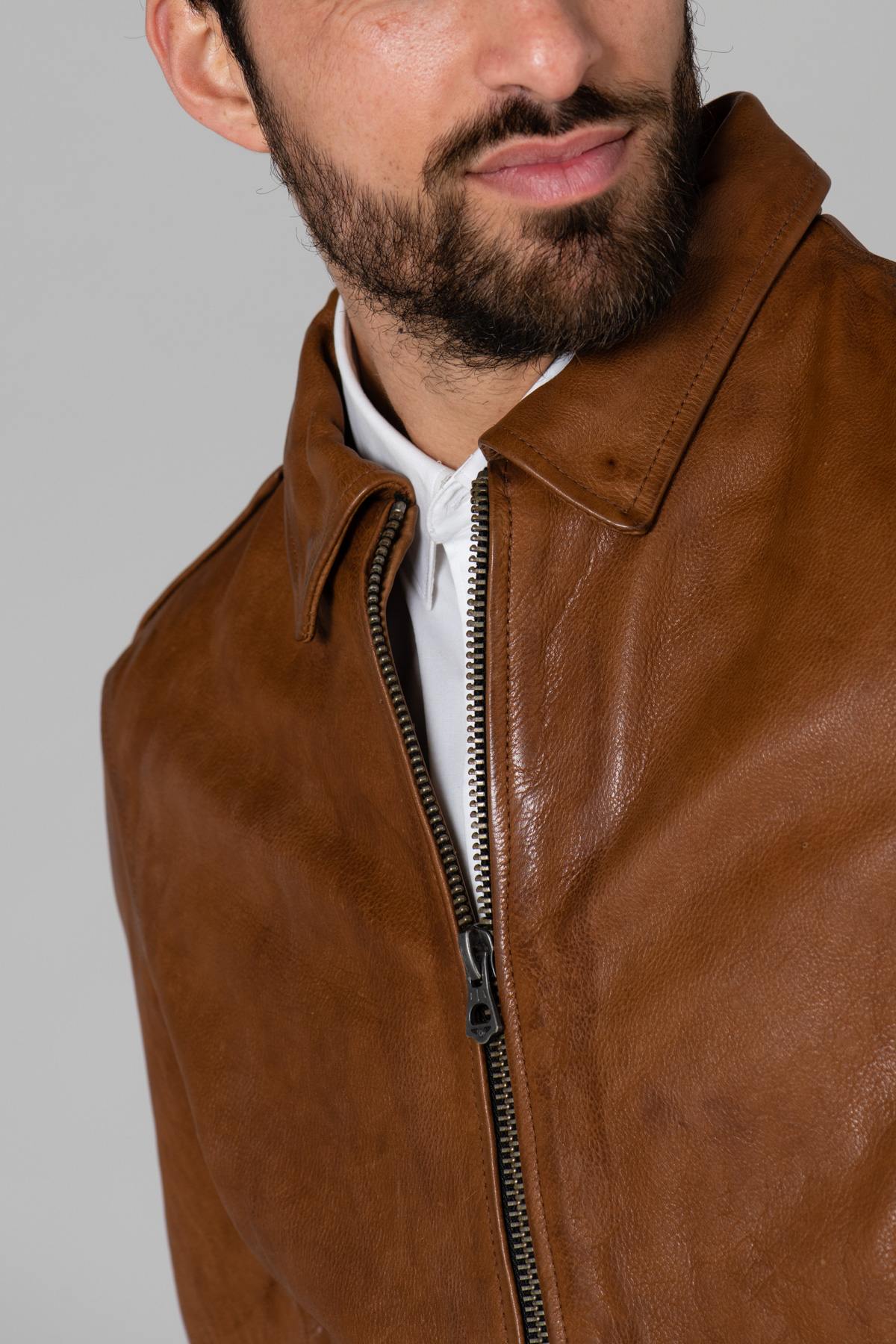 Cognac shirt collar jacket - Image n°7