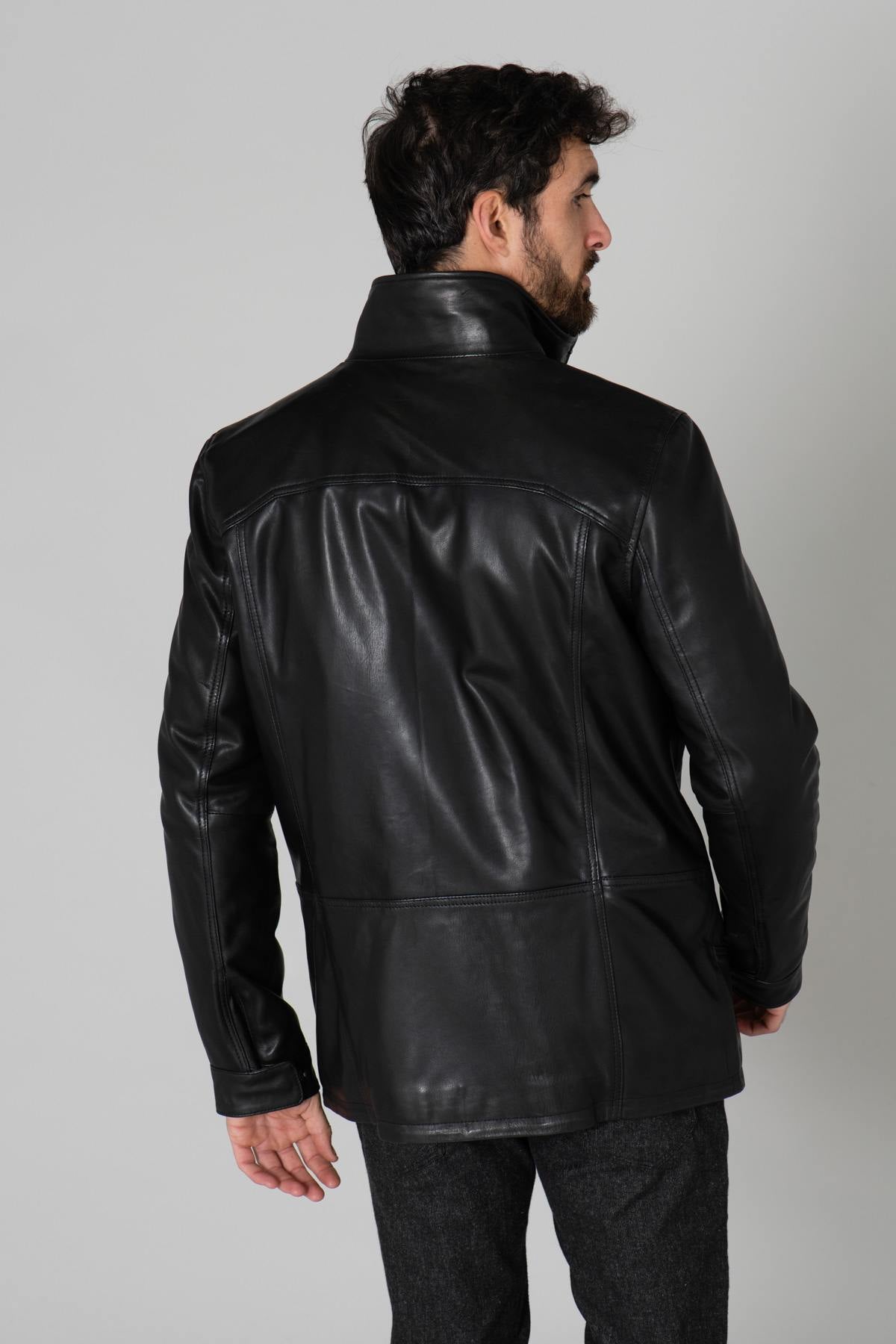 Genuine leather over-jacket with facing - Image n°6