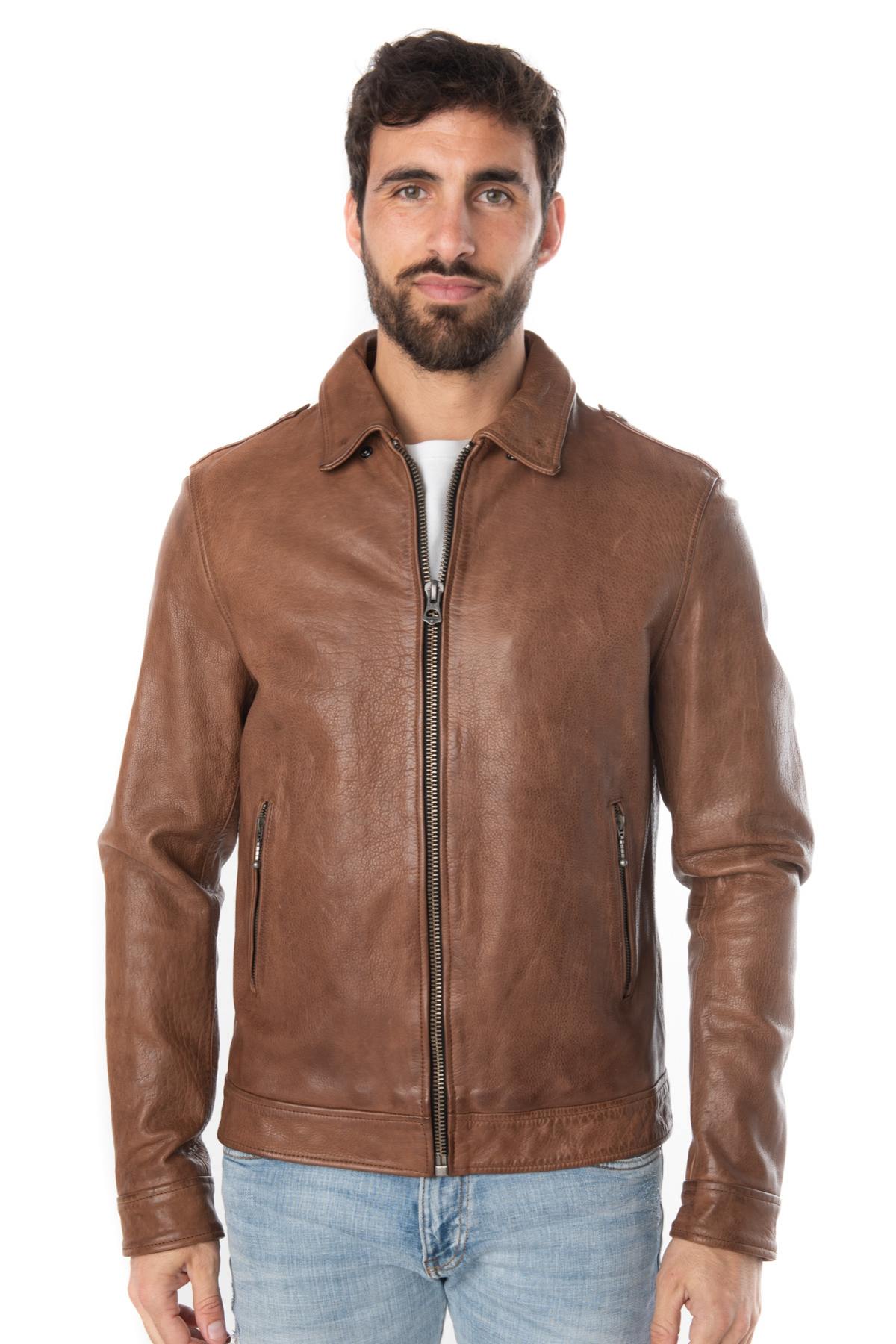 Genuine brown leather jacket - Image n°7