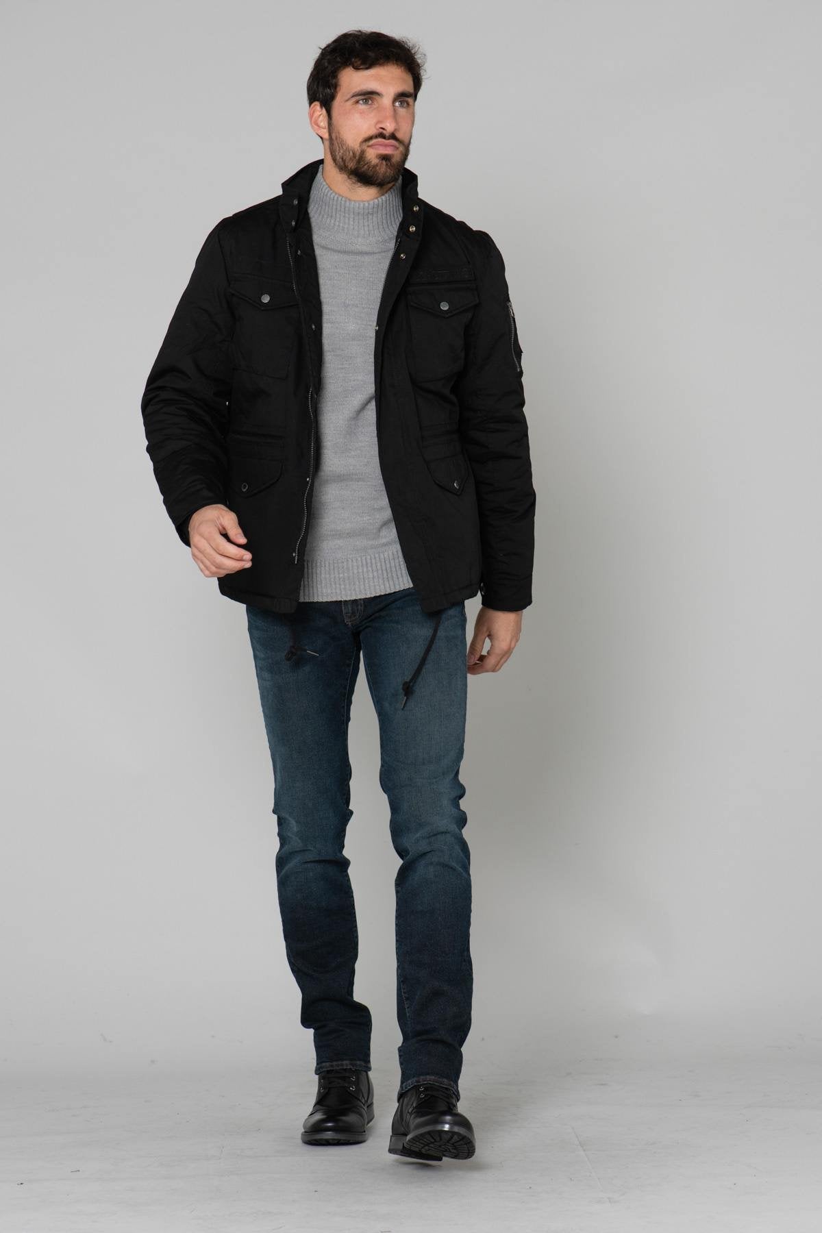 Men's 4-pocket black jacket - Image n°2