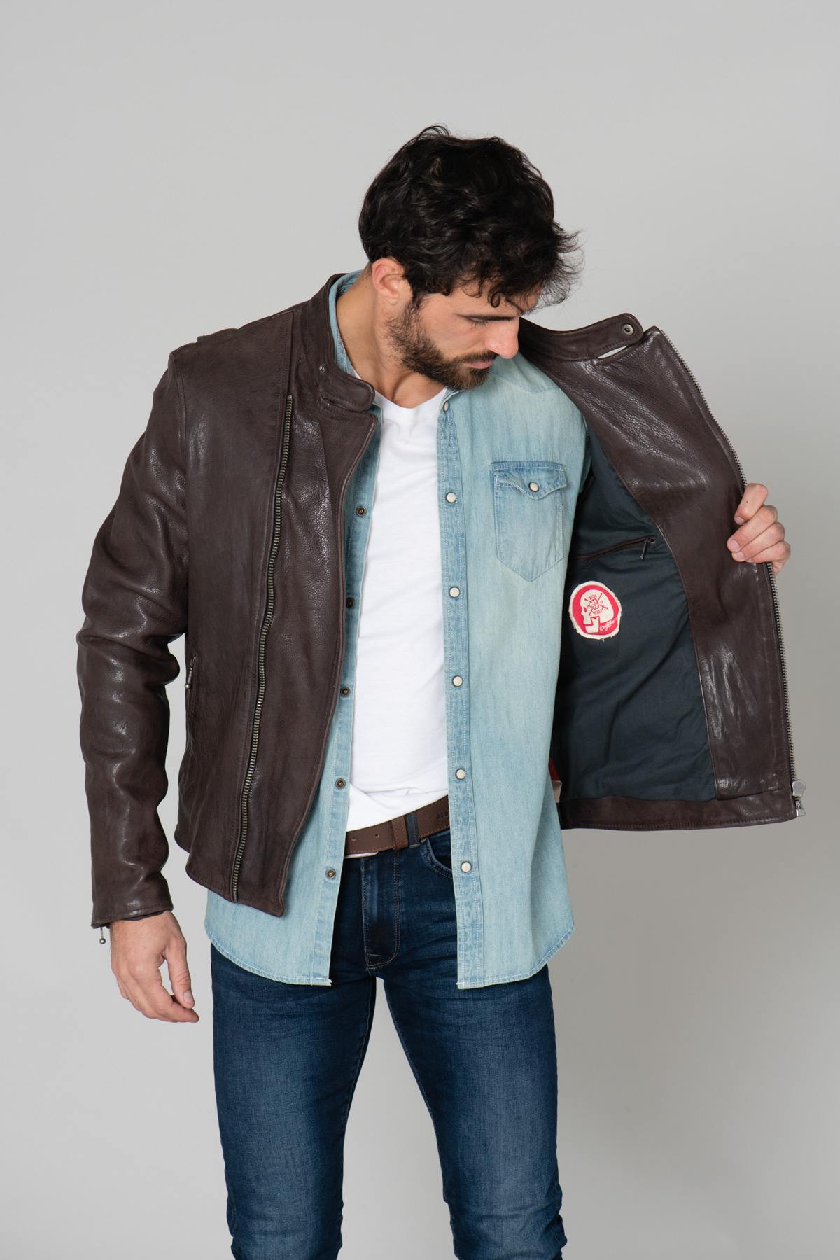 Genuine leather biker jacket - Image n°4