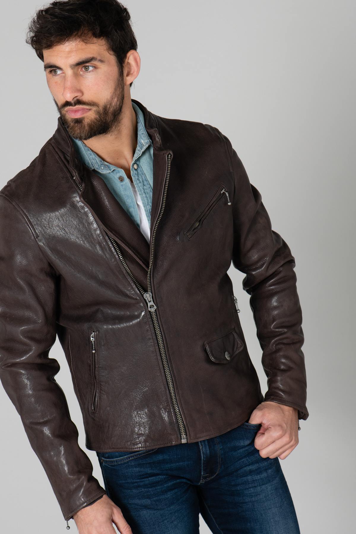 Genuine leather biker jacket - Image n°1