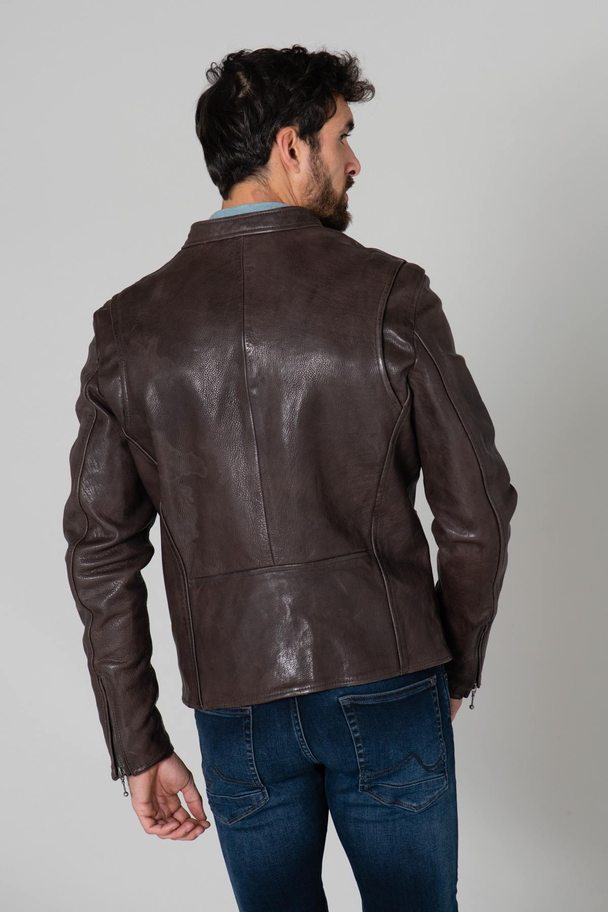 Genuine leather biker jacket - Image n°5