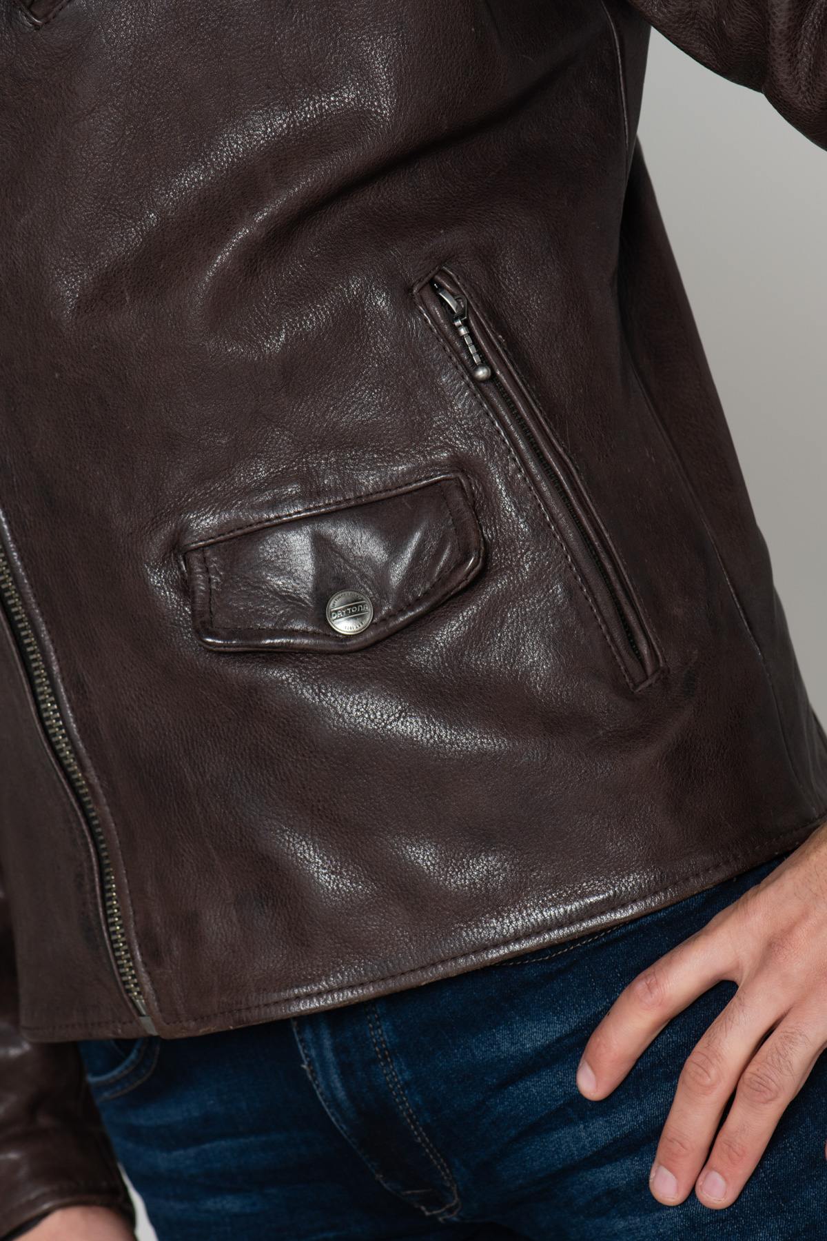 Genuine leather biker jacket - Image n°7