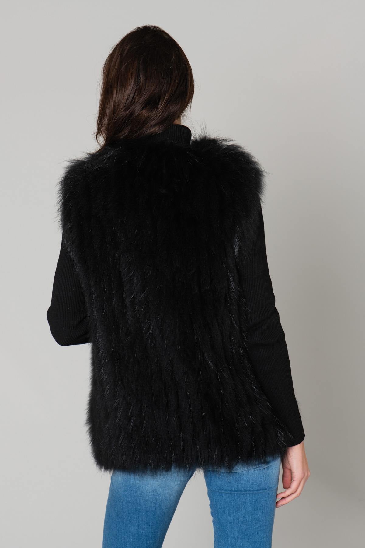 Black fur sleeveless vest - Image n°6