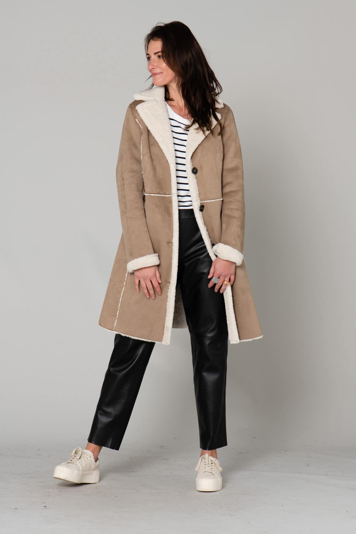 Women's faux shearling coat - Image n°2