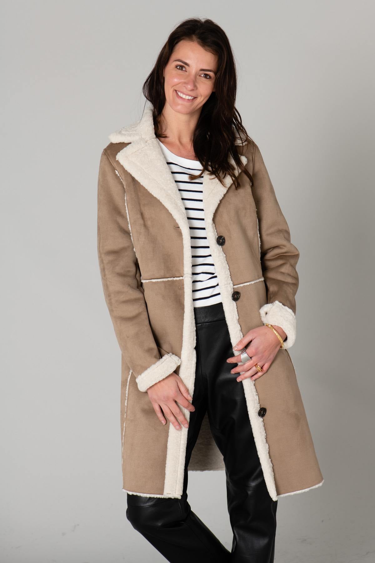 Women's faux shearling coat - Image n°5