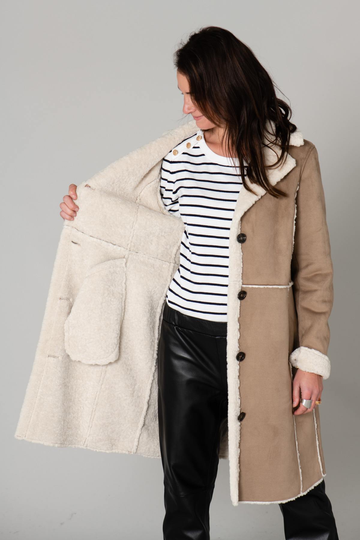 Women's faux shearling coat - Image n°6