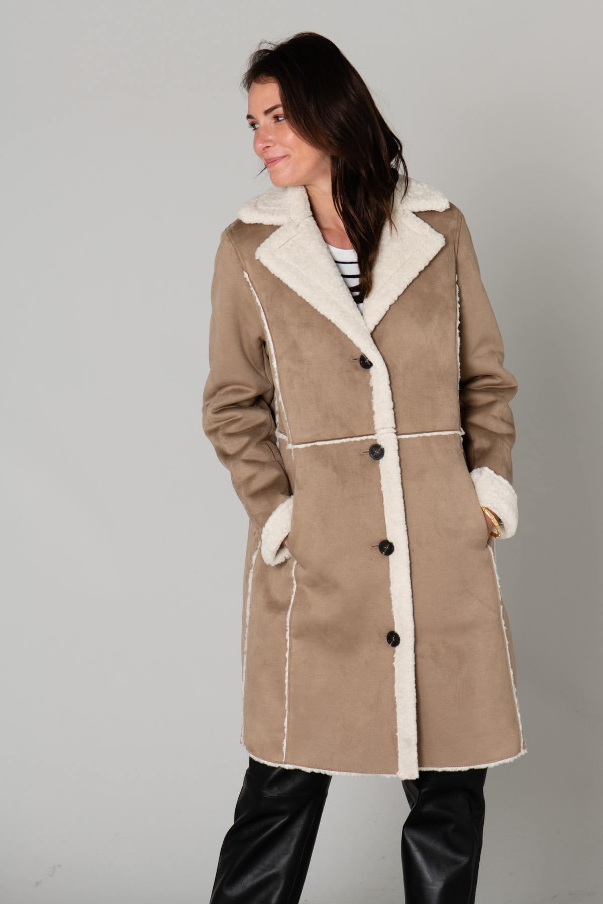 Women's faux shearling coat - Image n°3