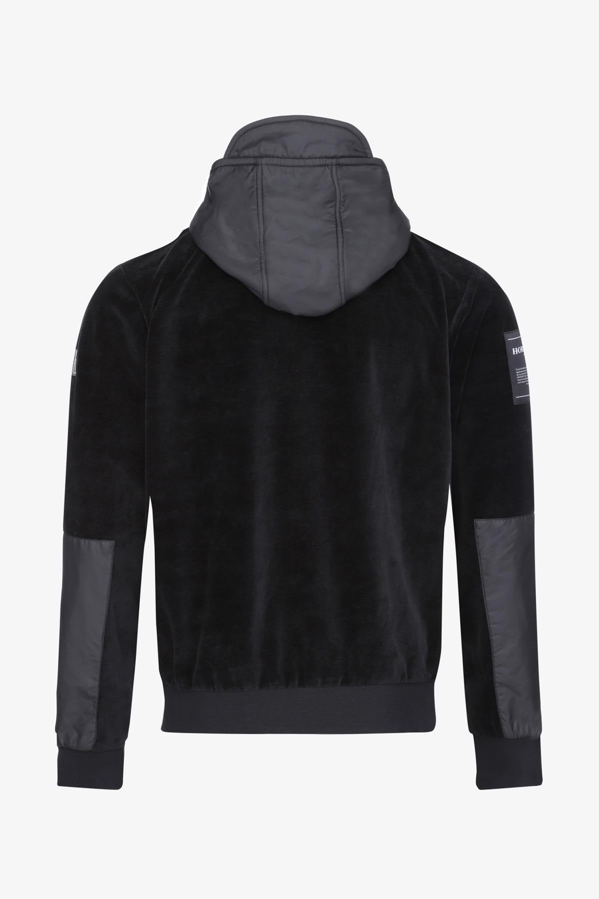 Zipped, bi-material hooded sweatshirt - Image n°2