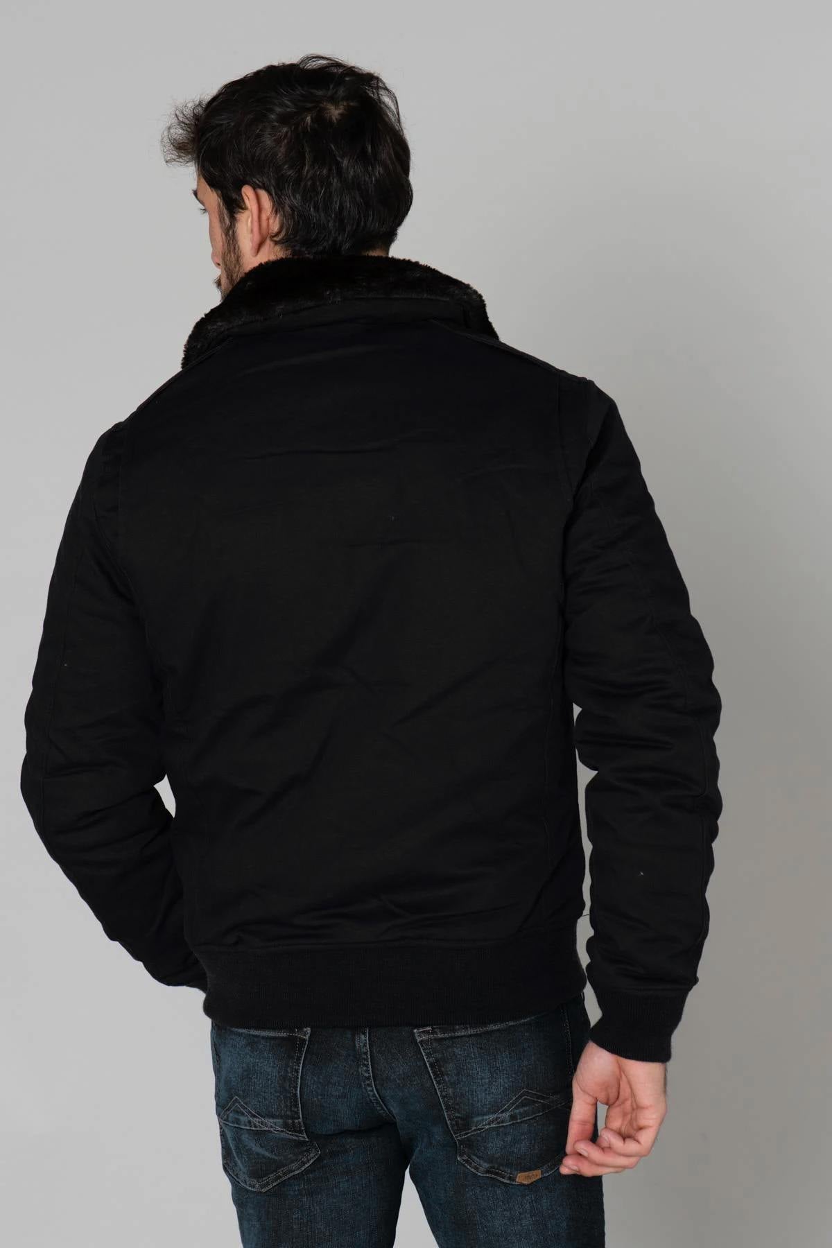 Textile bomber jacket with removable fur - Image n°7