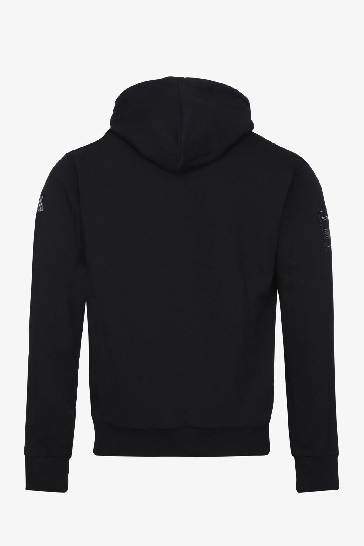 Black H line embroidered hoodie - Image n°3