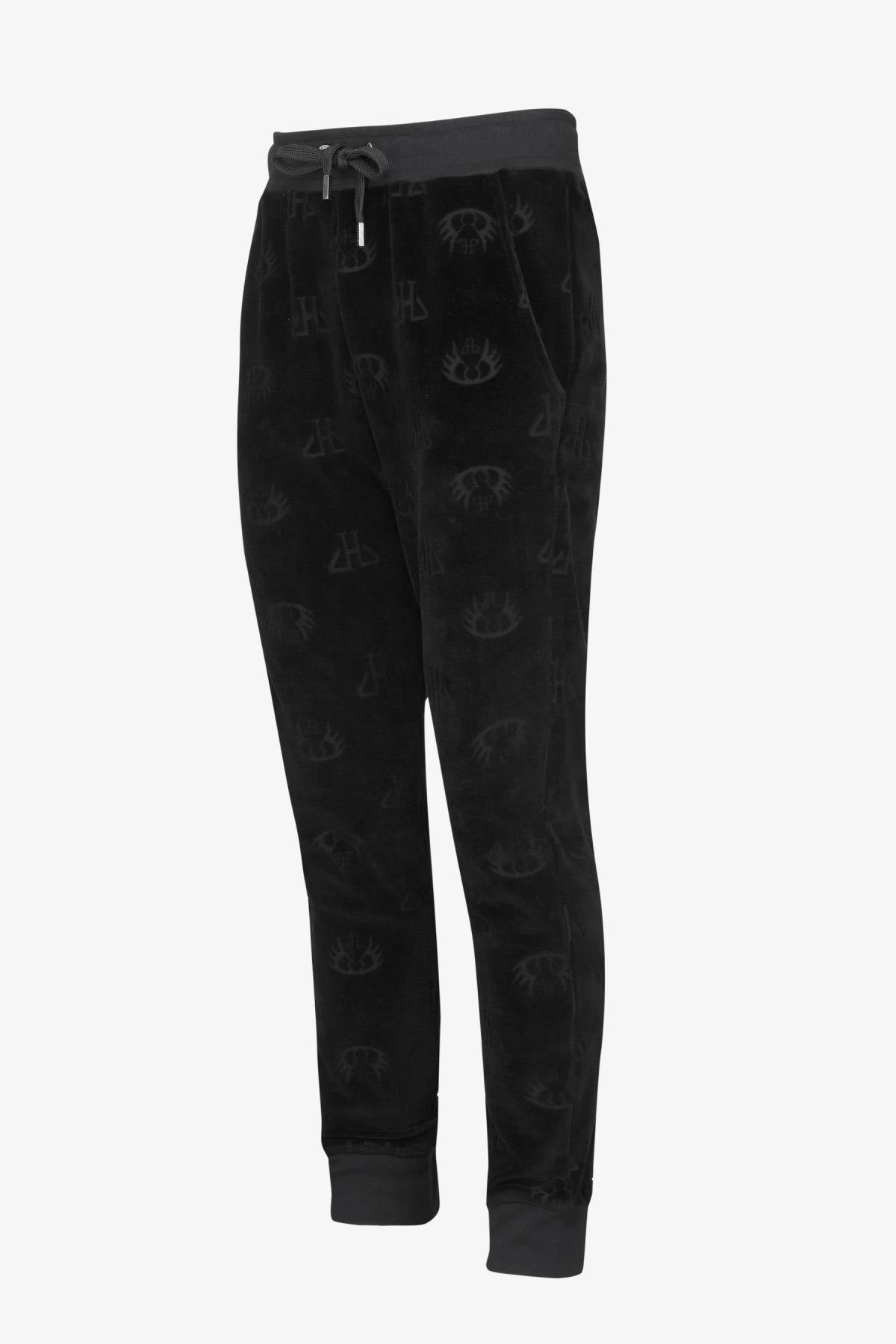 Black velvet panne jogging pants - Image n°2