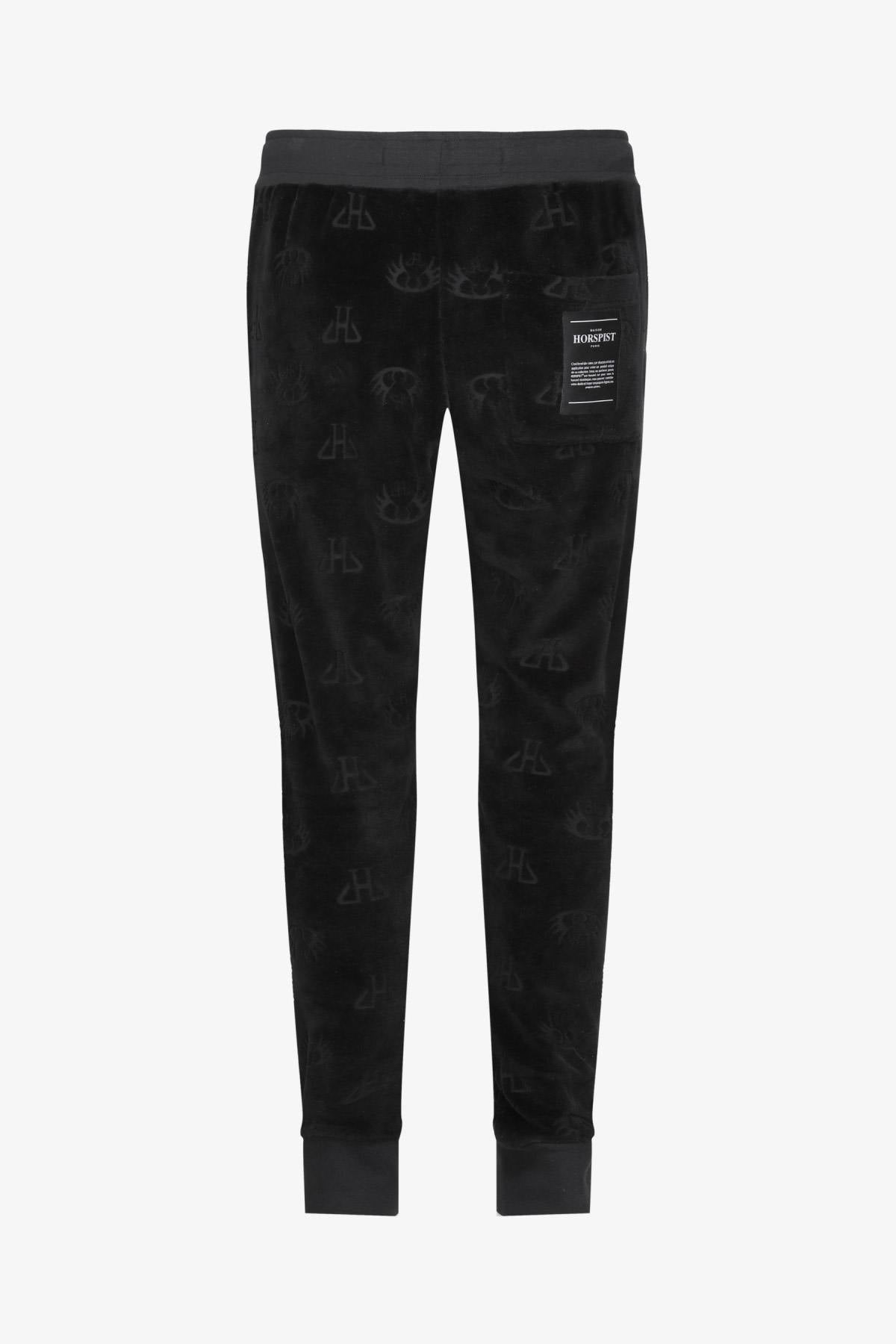 Black velvet panne jogging pants - Image n°3