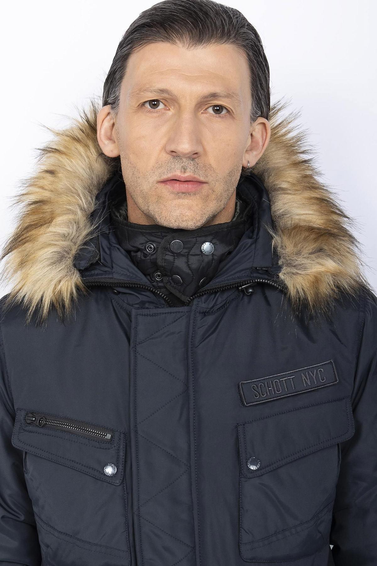 Men's navy blue snorkel parka - Image n°3