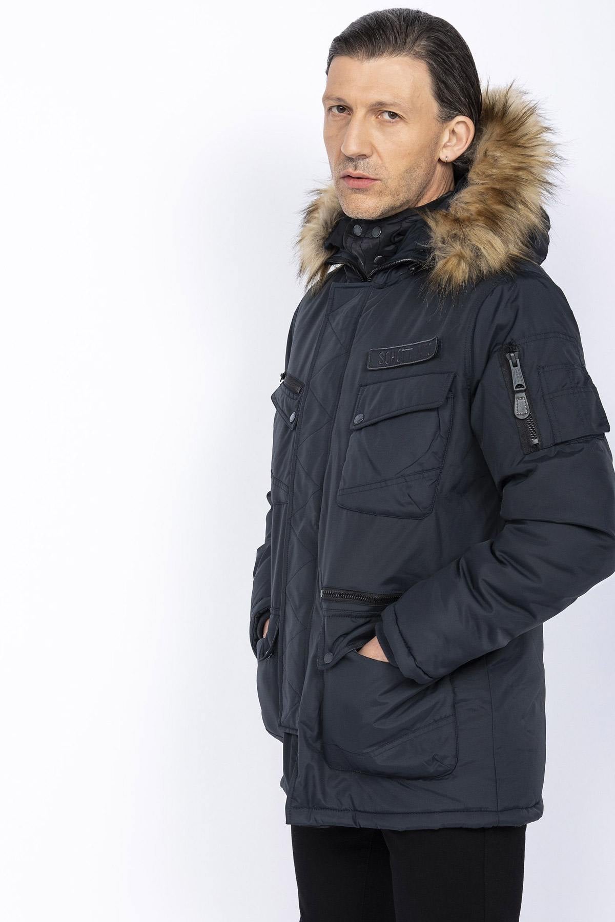 Men's navy blue snorkel parka - Image n°1