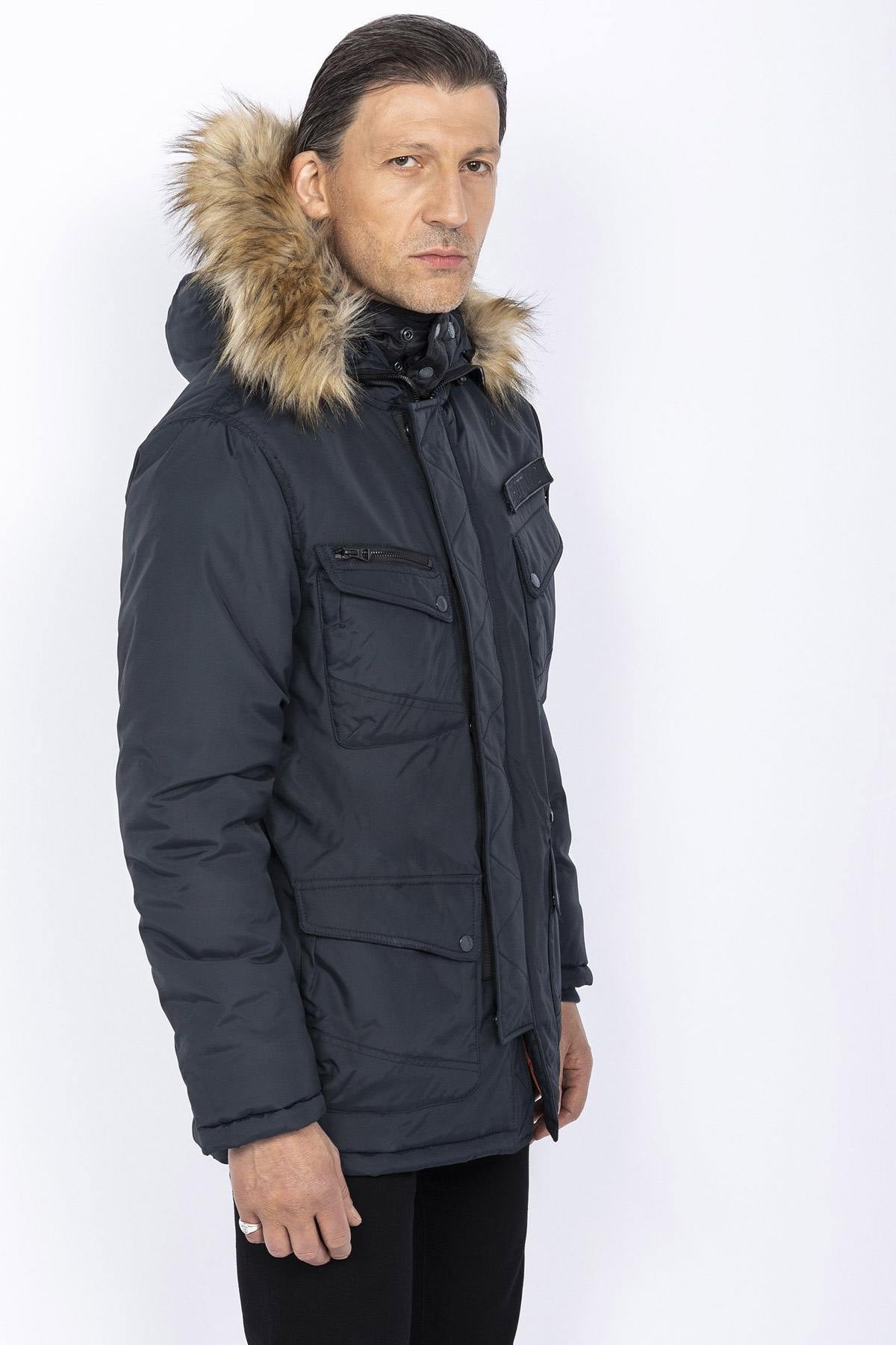 Men's navy blue snorkel parka - Image n°5