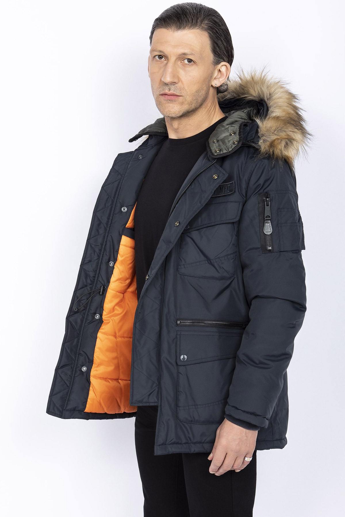 Men's navy blue snorkel parka - Image n°6